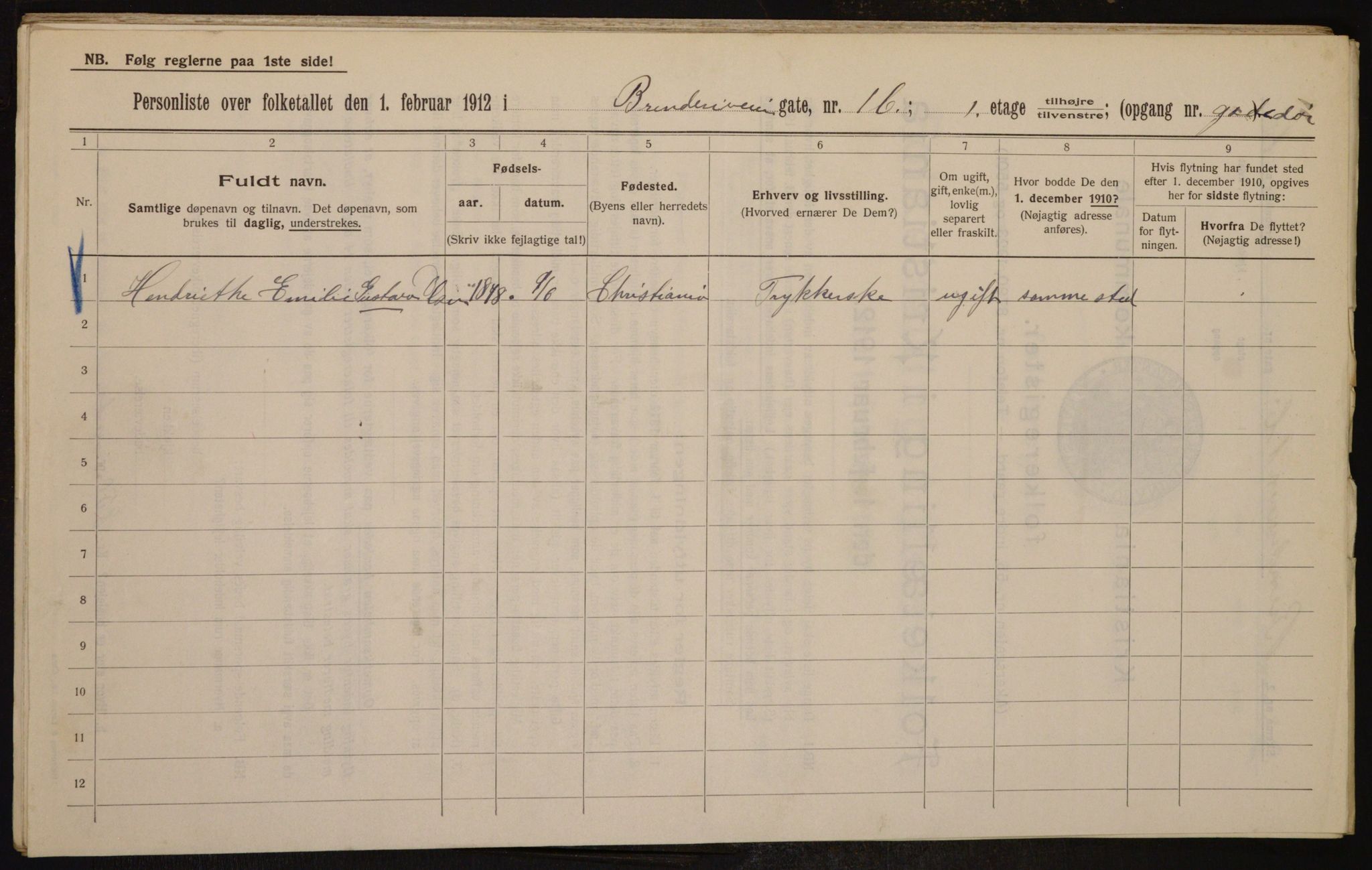 OBA, Municipal Census 1912 for Kristiania, 1912, p. 8520