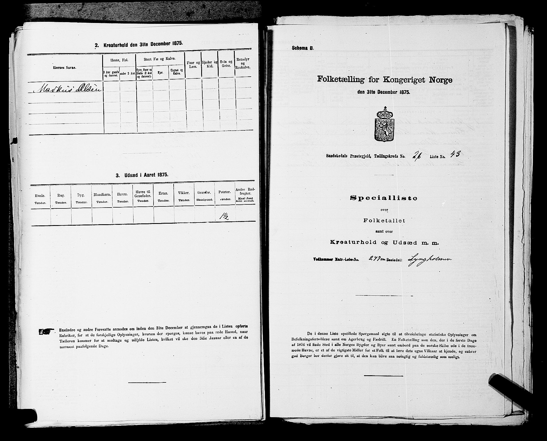 SAKO, 1875 census for 0816P Sannidal, 1875, p. 2101