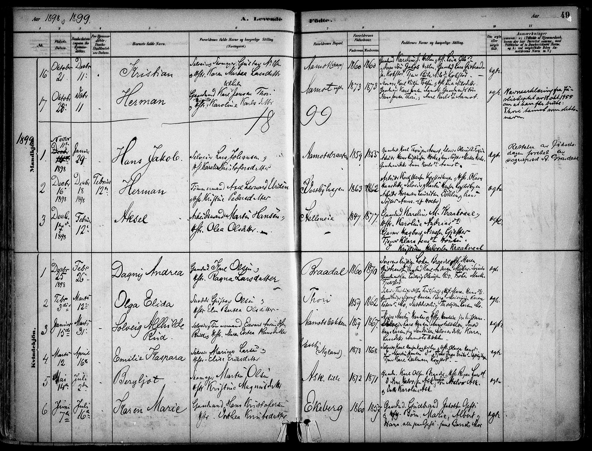 Gjerdrum prestekontor Kirkebøker, AV/SAO-A-10412b/F/Fb/L0001: Parish register (official) no. II 1, 1881-1921, p. 49