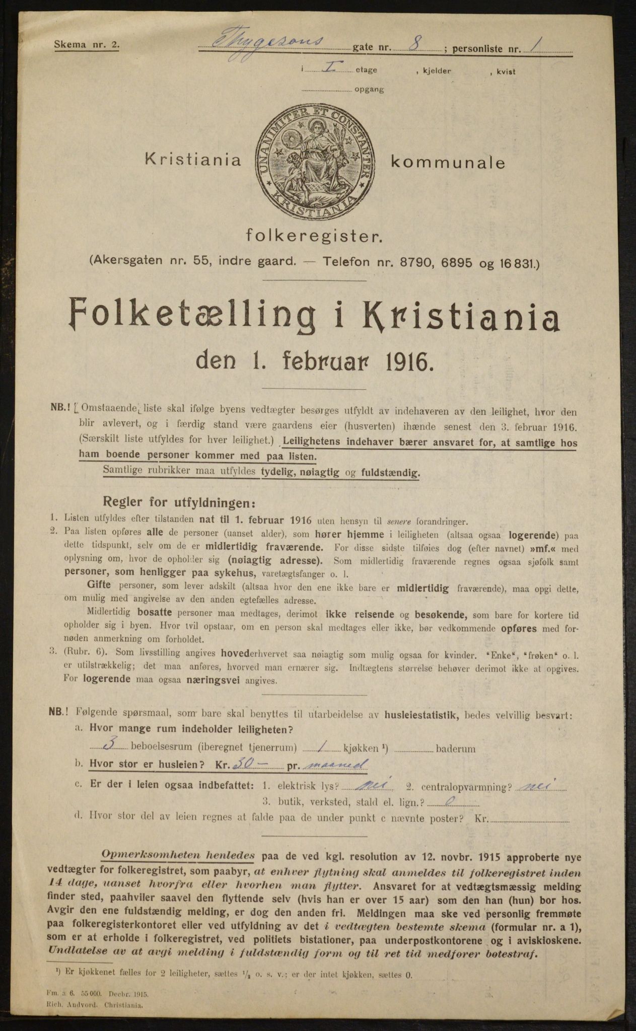 OBA, Municipal Census 1916 for Kristiania, 1916, p. 114616