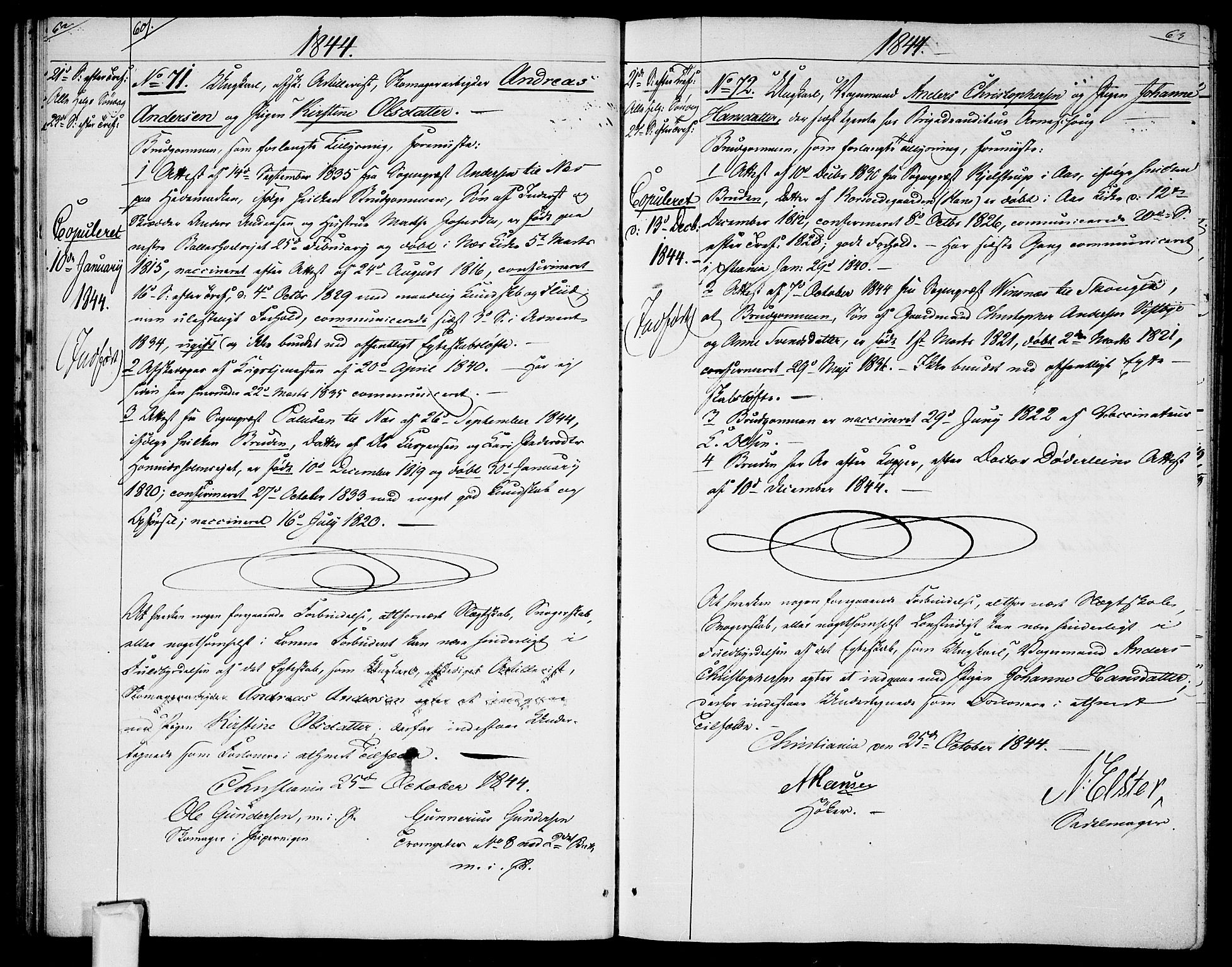 Garnisonsmenigheten Kirkebøker, AV/SAO-A-10846/H/Ha/L0005: Banns register no. I 5, 1844-1856, p. 62-63