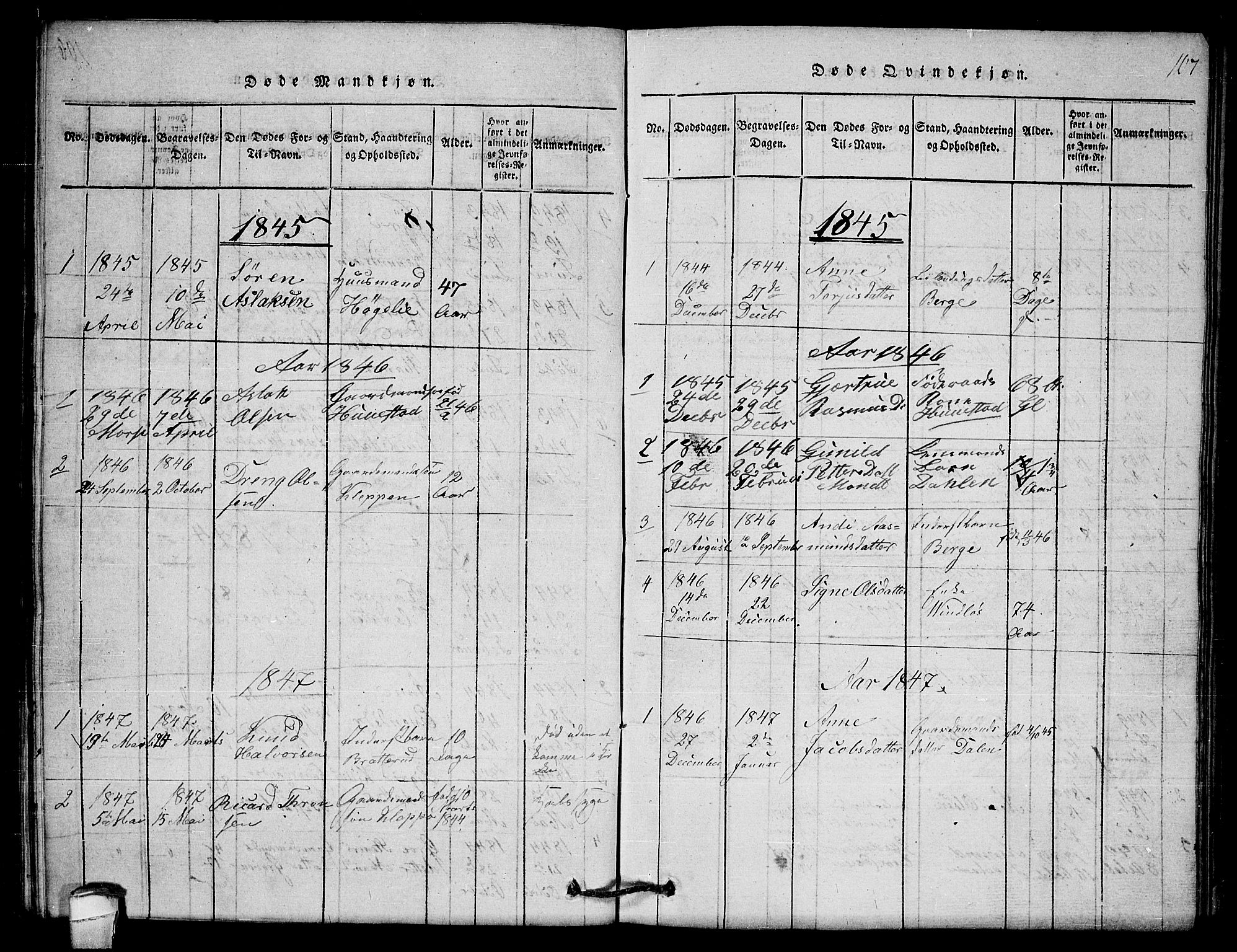 Lårdal kirkebøker, SAKO/A-284/G/Gb/L0001: Parish register (copy) no. II 1, 1815-1865, p. 107