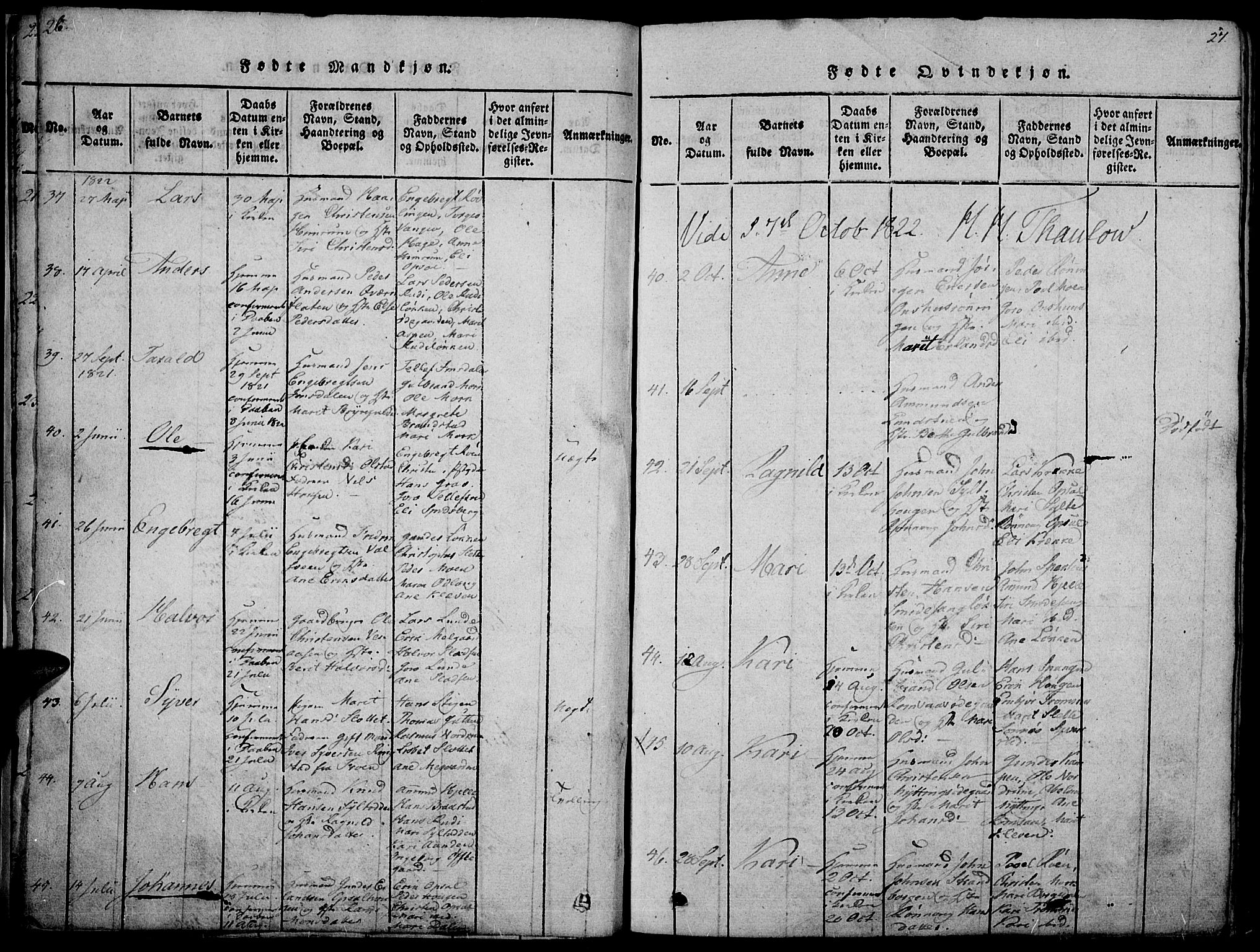 Ringebu prestekontor, AV/SAH-PREST-082/H/Ha/Haa/L0004: Parish register (official) no. 4, 1821-1839, p. 26-27