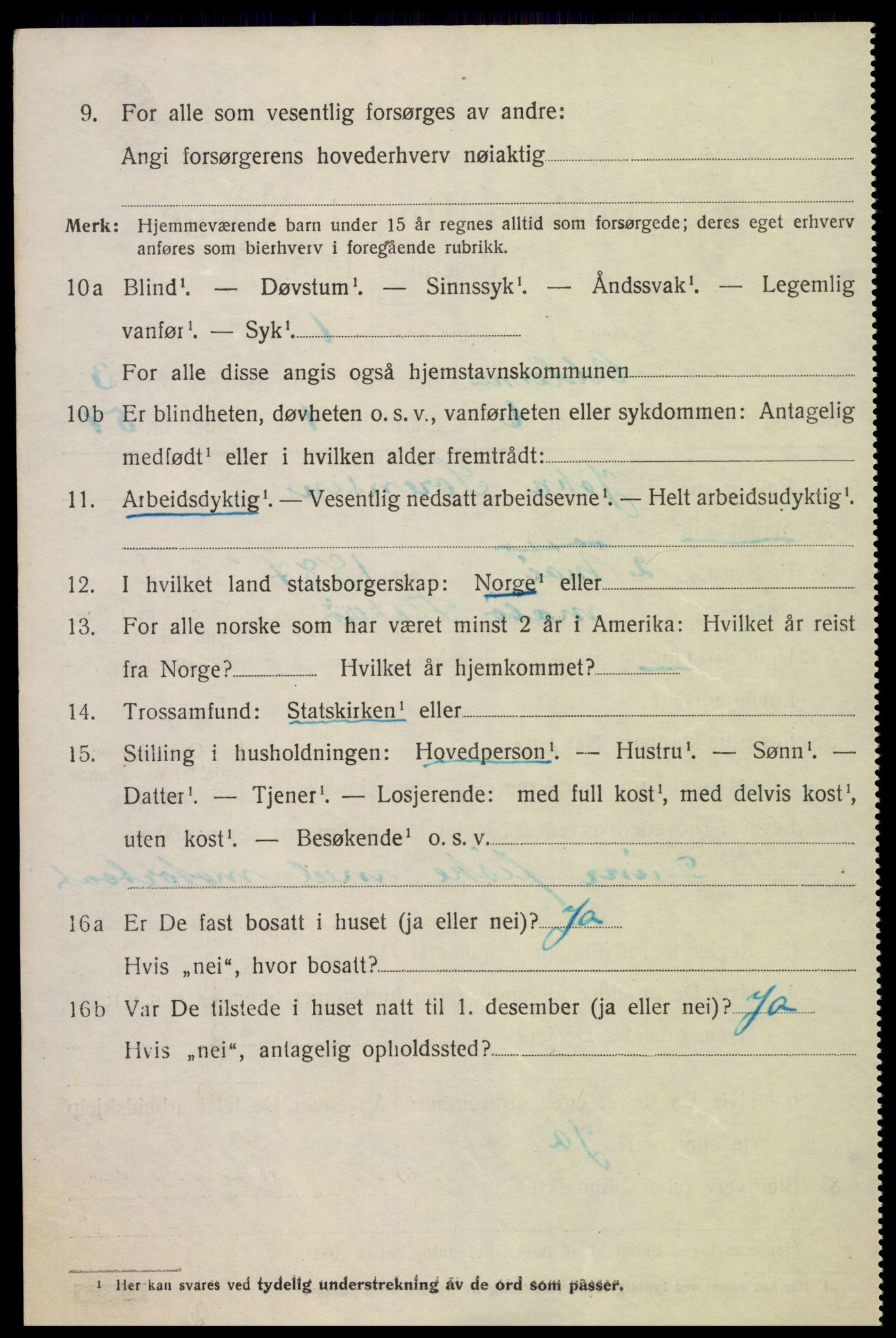 SAK, 1920 census for Oddernes, 1920, p. 3404