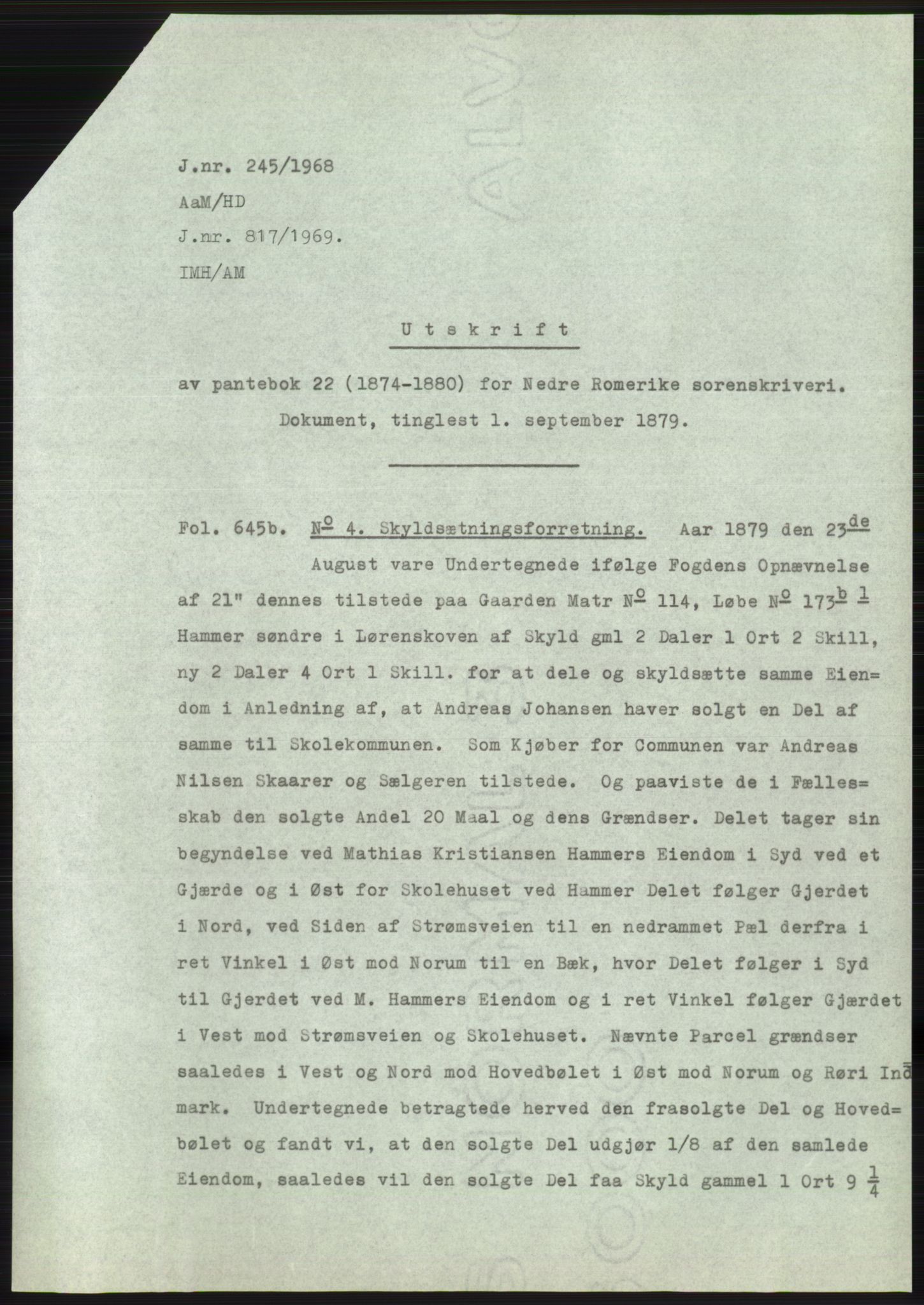 Statsarkivet i Oslo, AV/SAO-A-10621/Z/Zd/L0027: Avskrifter, j.nr 11-2037/1968, 1968, p. 47