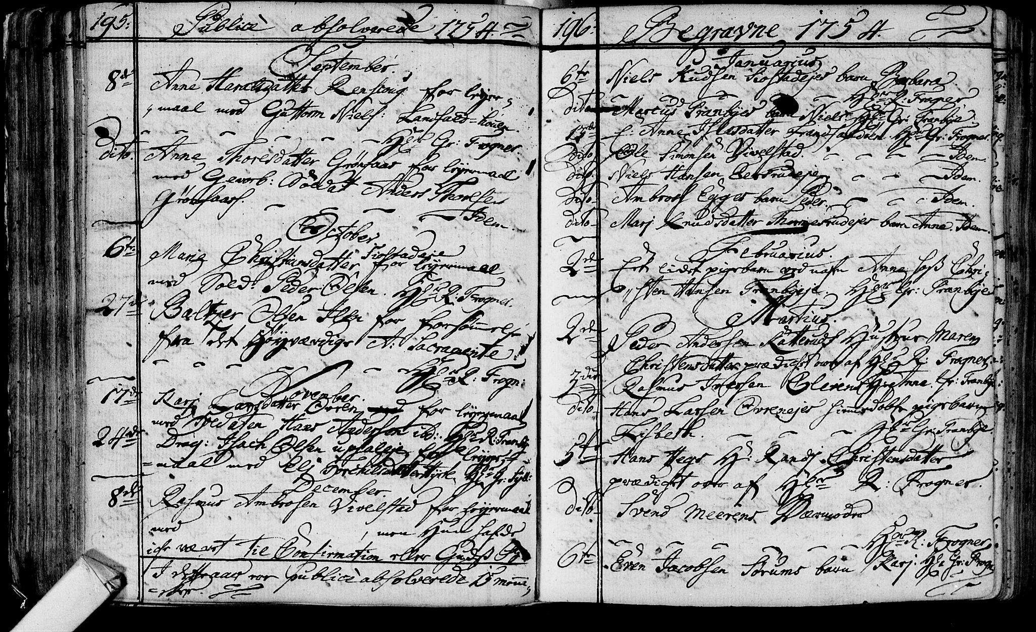 Lier kirkebøker, AV/SAKO-A-230/F/Fa/L0004: Parish register (official) no. I 4, 1749-1764, p. 195-196