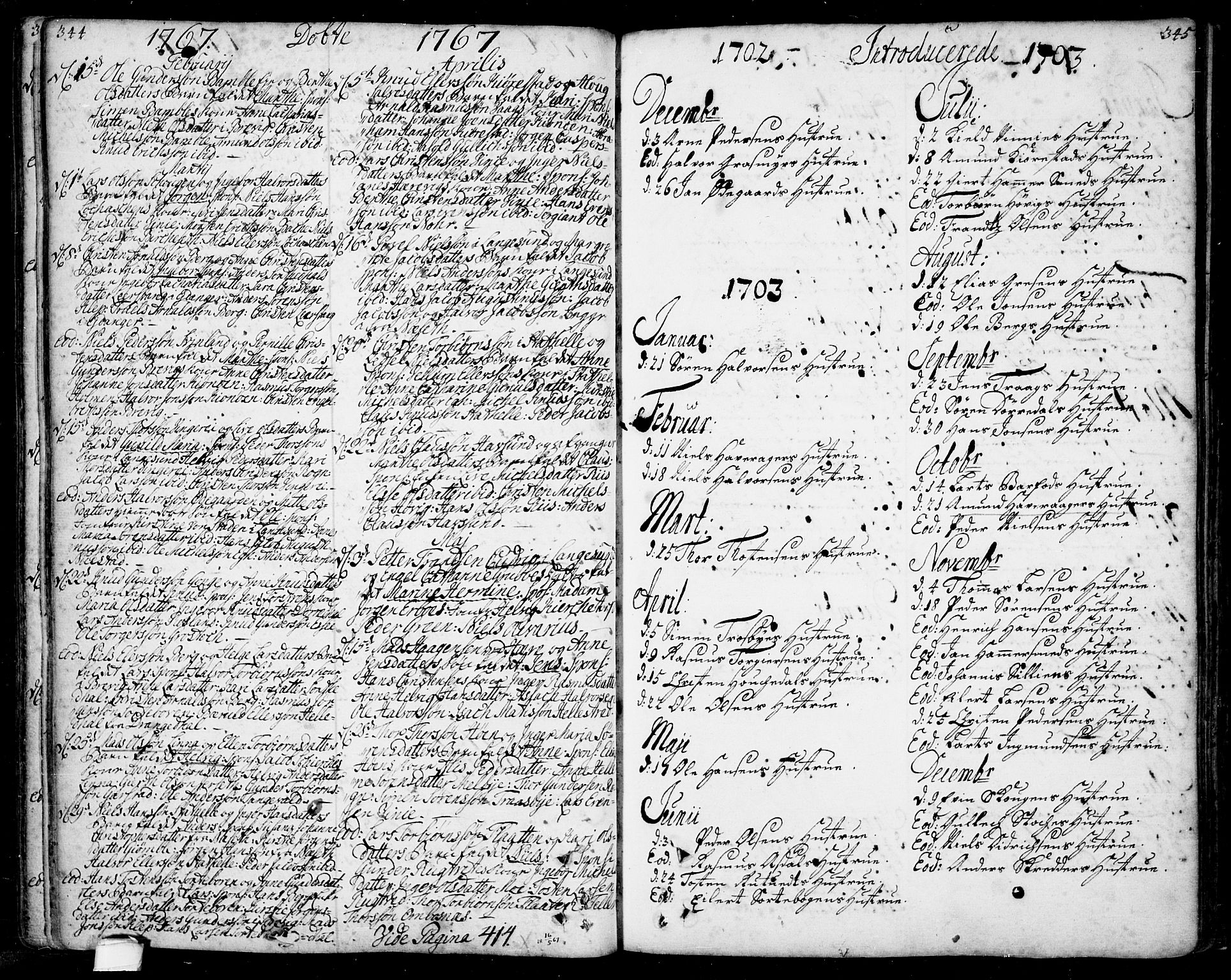 Bamble kirkebøker, SAKO/A-253/F/Fa/L0001: Parish register (official) no. I 1, 1702-1774, p. 344-345