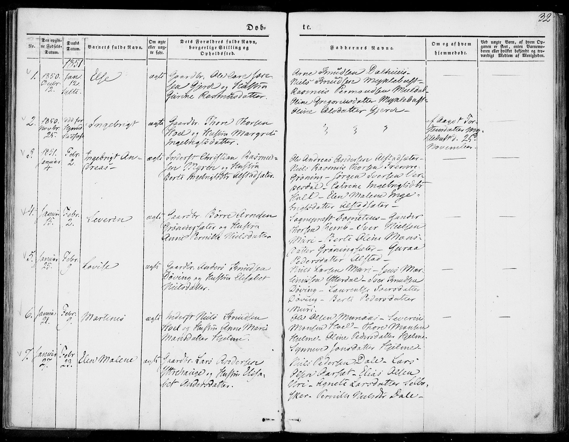 Ministerialprotokoller, klokkerbøker og fødselsregistre - Møre og Romsdal, SAT/A-1454/519/L0249: Parish register (official) no. 519A08, 1846-1868, p. 32