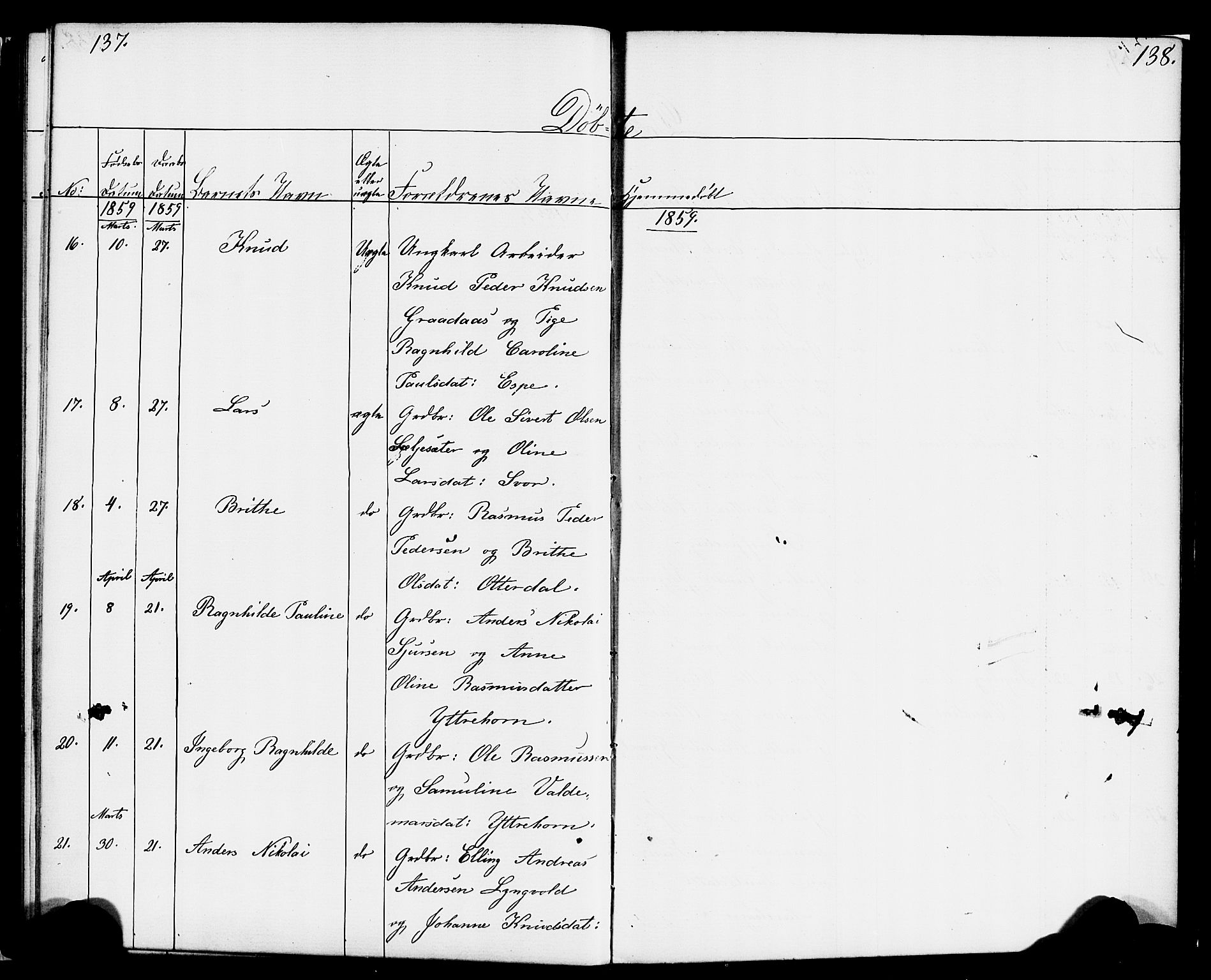 Hornindal sokneprestembete, AV/SAB-A-82401/H/Haa/Haaa/L0001: Parish register (official) no. A 1, 1837-1866, p. 238-239