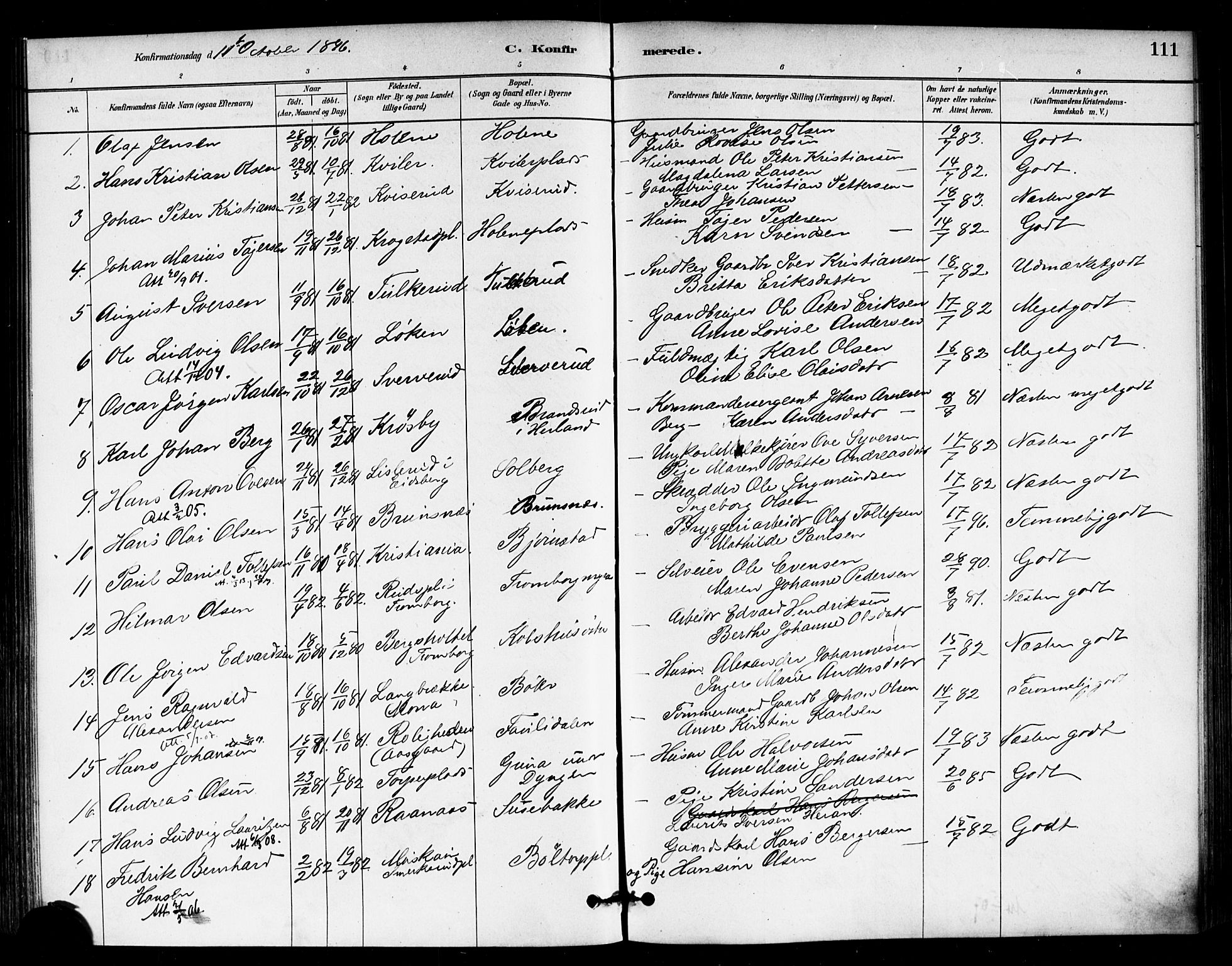 Eidsberg prestekontor Kirkebøker, SAO/A-10905/F/Fb/L0001: Parish register (official) no. II 1, 1879-1900, p. 111