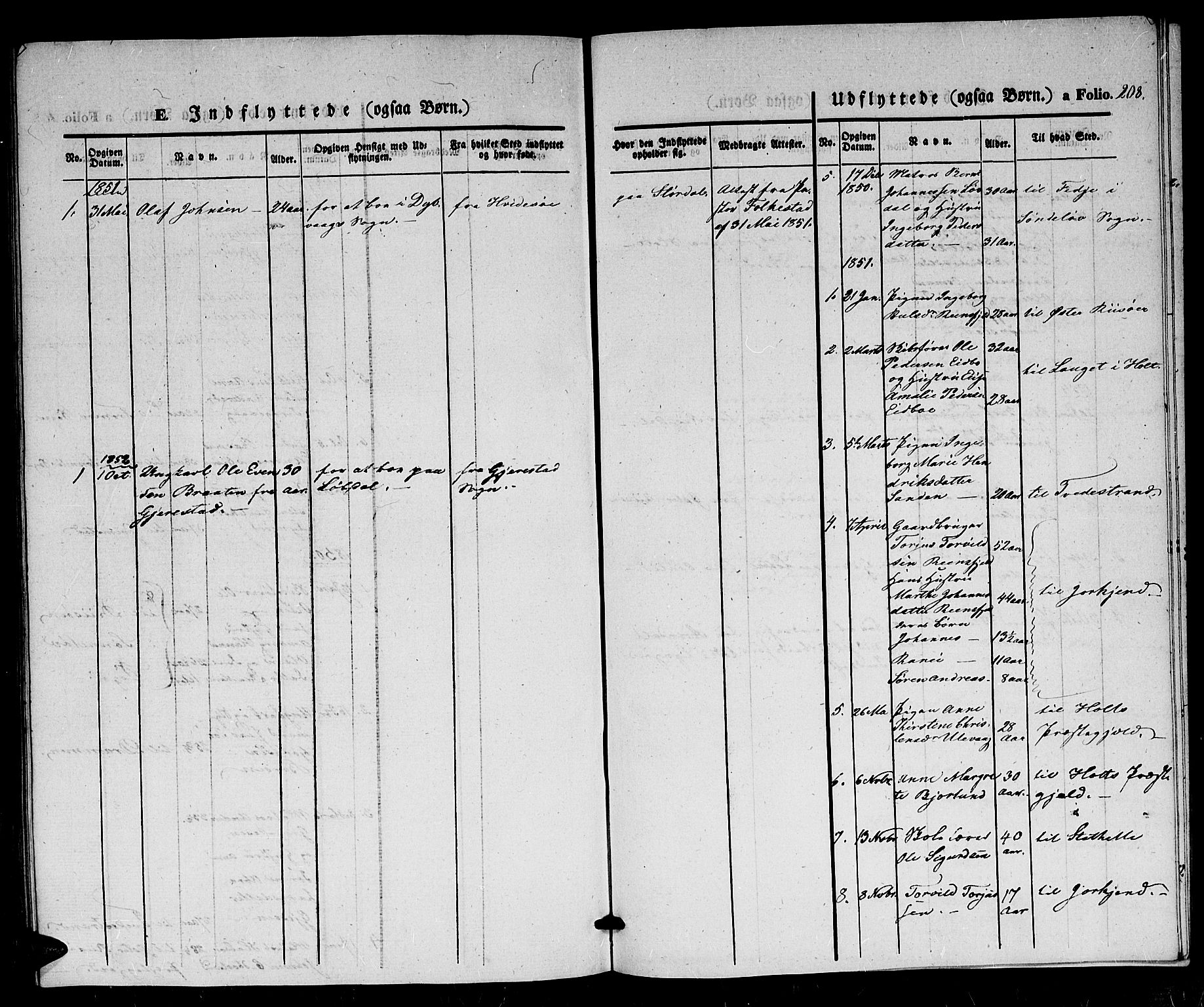 Dypvåg sokneprestkontor, AV/SAK-1111-0007/F/Fb/Fba/L0010: Parish register (copy) no. B 10, 1842-1857, p. 208