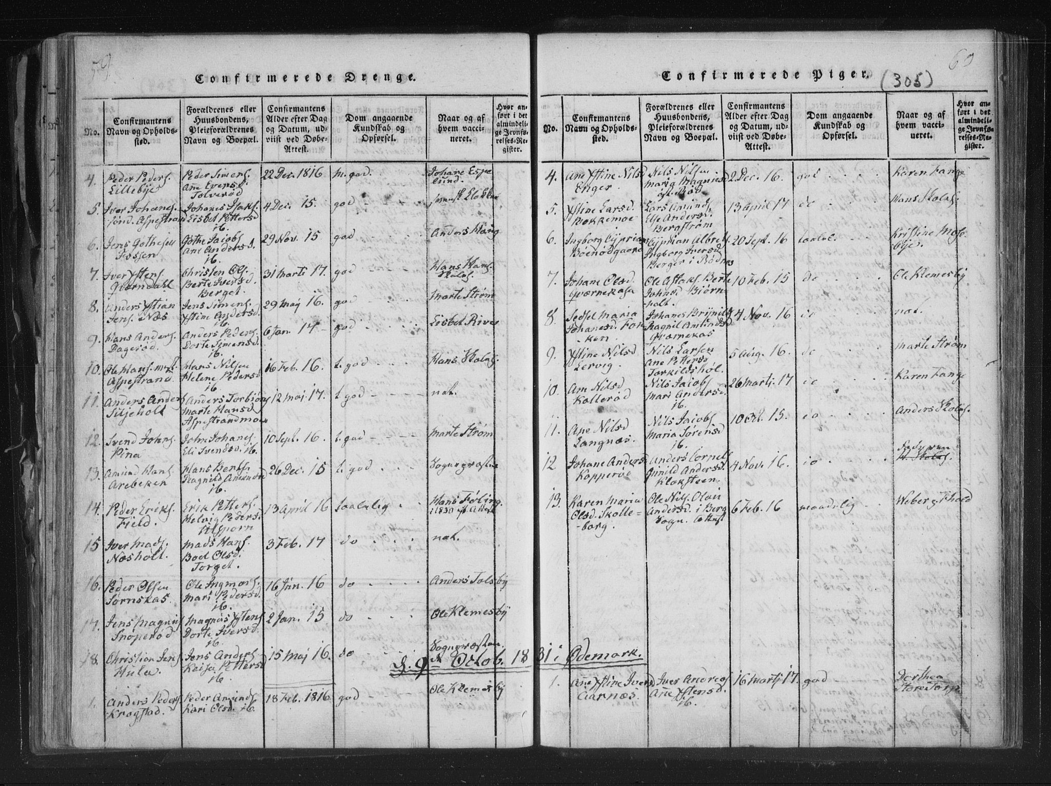 Aremark prestekontor Kirkebøker, AV/SAO-A-10899/F/Fc/L0001: Parish register (official) no. III 1, 1814-1834, p. 59-60