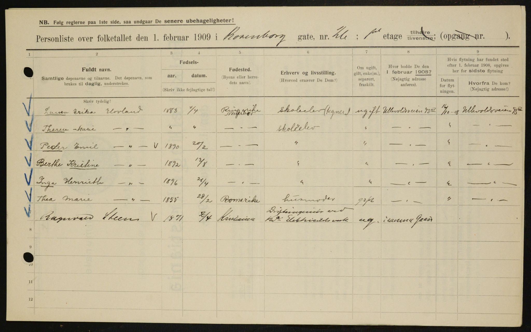 OBA, Municipal Census 1909 for Kristiania, 1909, p. 75848