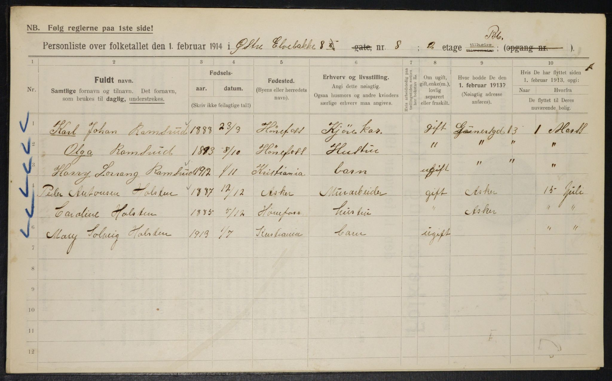 OBA, Municipal Census 1914 for Kristiania, 1914, p. 130441