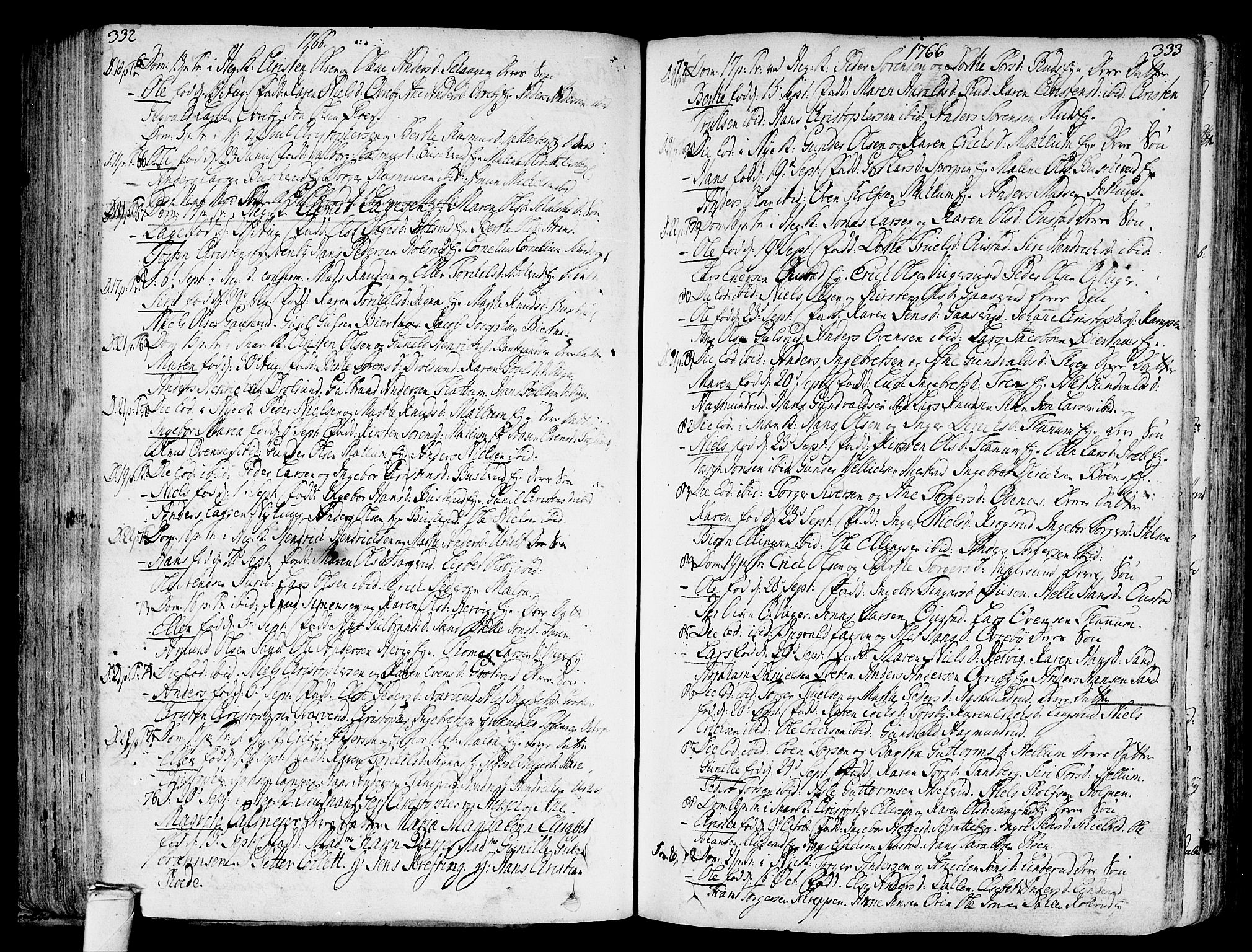 Modum kirkebøker, AV/SAKO-A-234/F/Fa/L0002: Parish register (official) no. 2, 1741-1782, p. 332-333