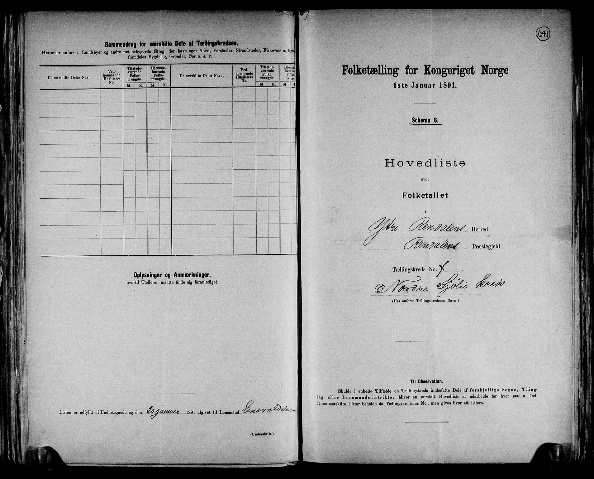 RA, 1891 census for 0432 Ytre Rendal, 1891, p. 17