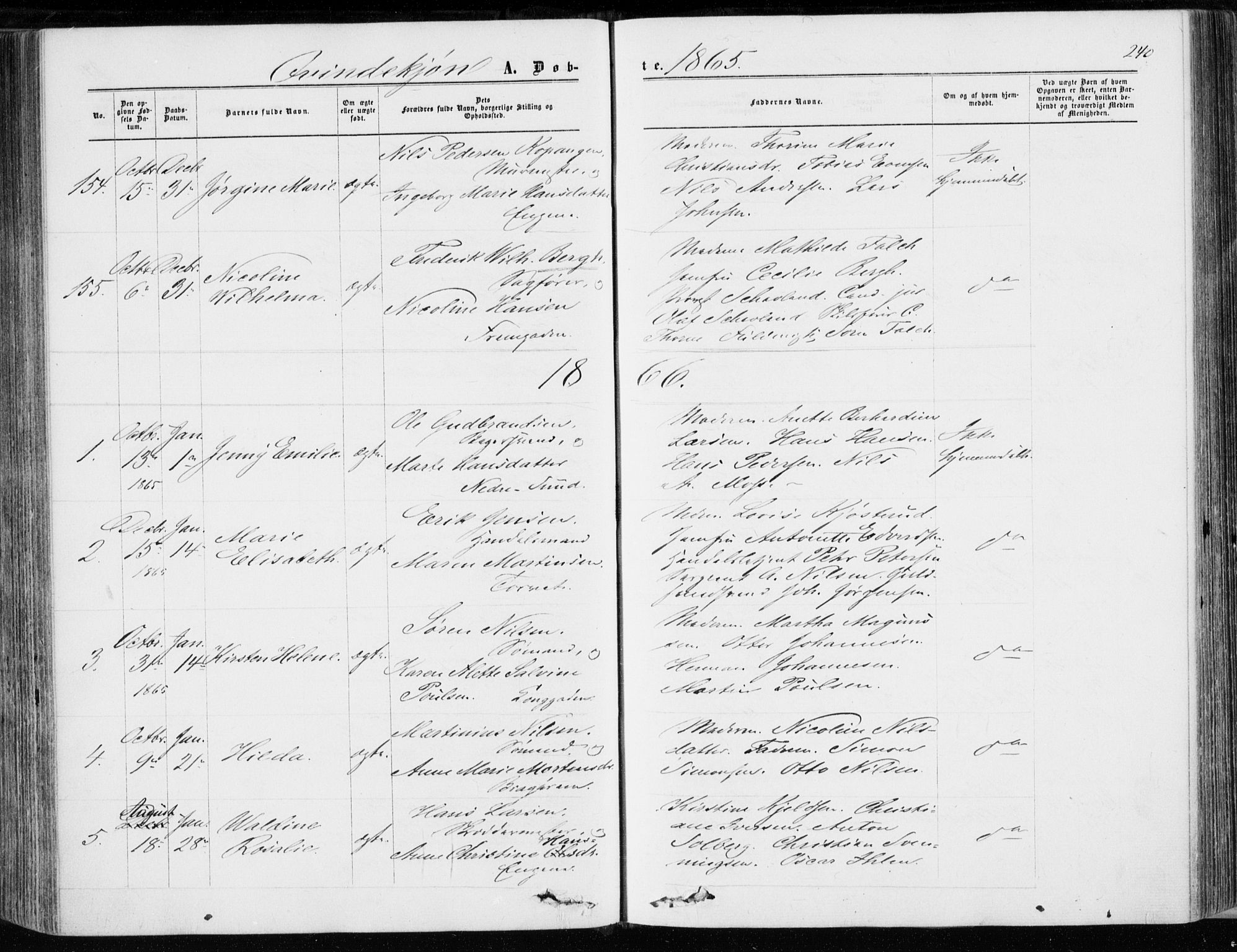 Bragernes kirkebøker, SAKO/A-6/F/Fb/L0003: Parish register (official) no. II 3, 1860-1868, p. 240