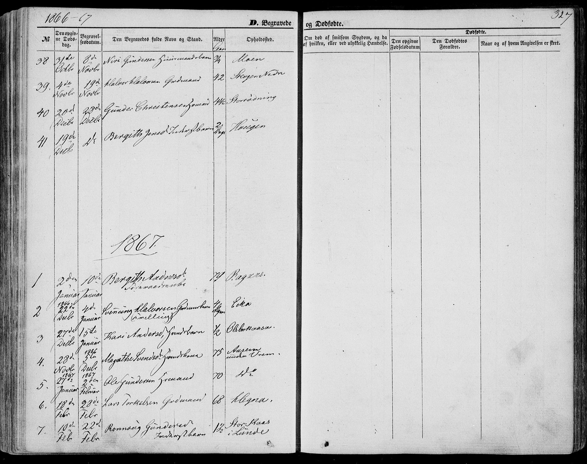 Bø kirkebøker, SAKO/A-257/F/Fa/L0009: Parish register (official) no. 9, 1862-1879, p. 327