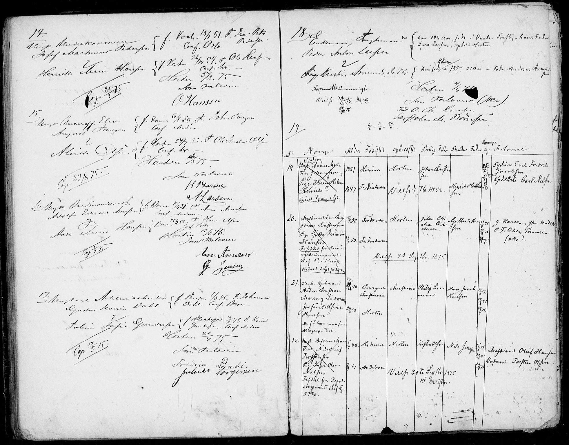 Horten kirkebøker, AV/SAKO-A-348/H/Ha/L0001: Banns register no. 1, 1855-1881