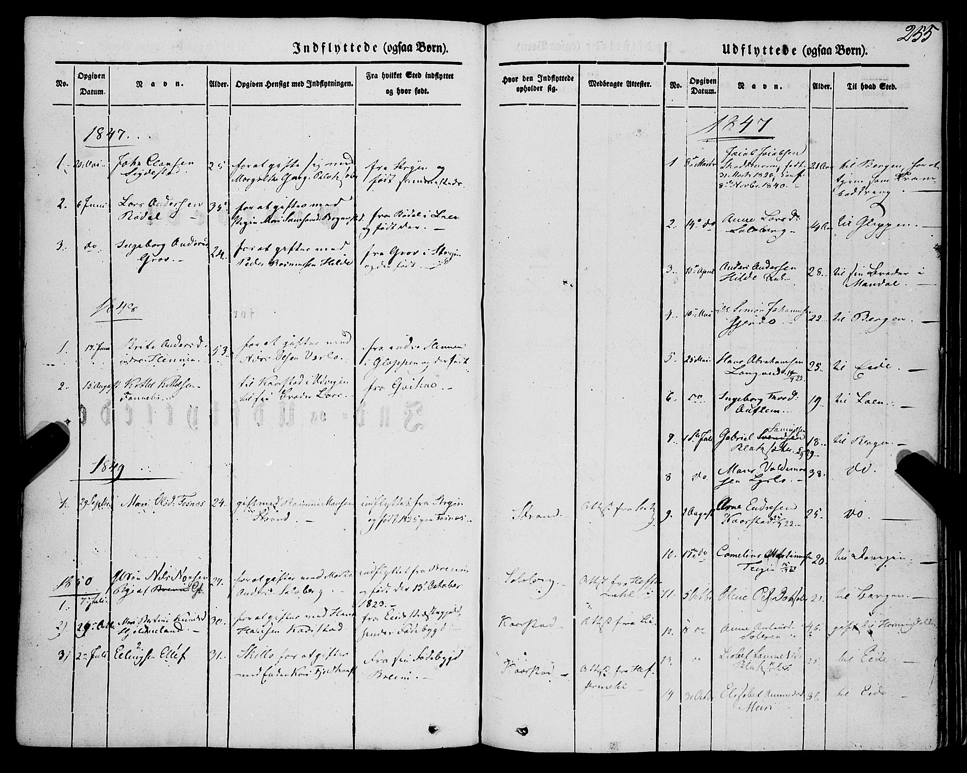 Innvik sokneprestembete, AV/SAB-A-80501: Parish register (official) no. A 5, 1847-1865, p. 255