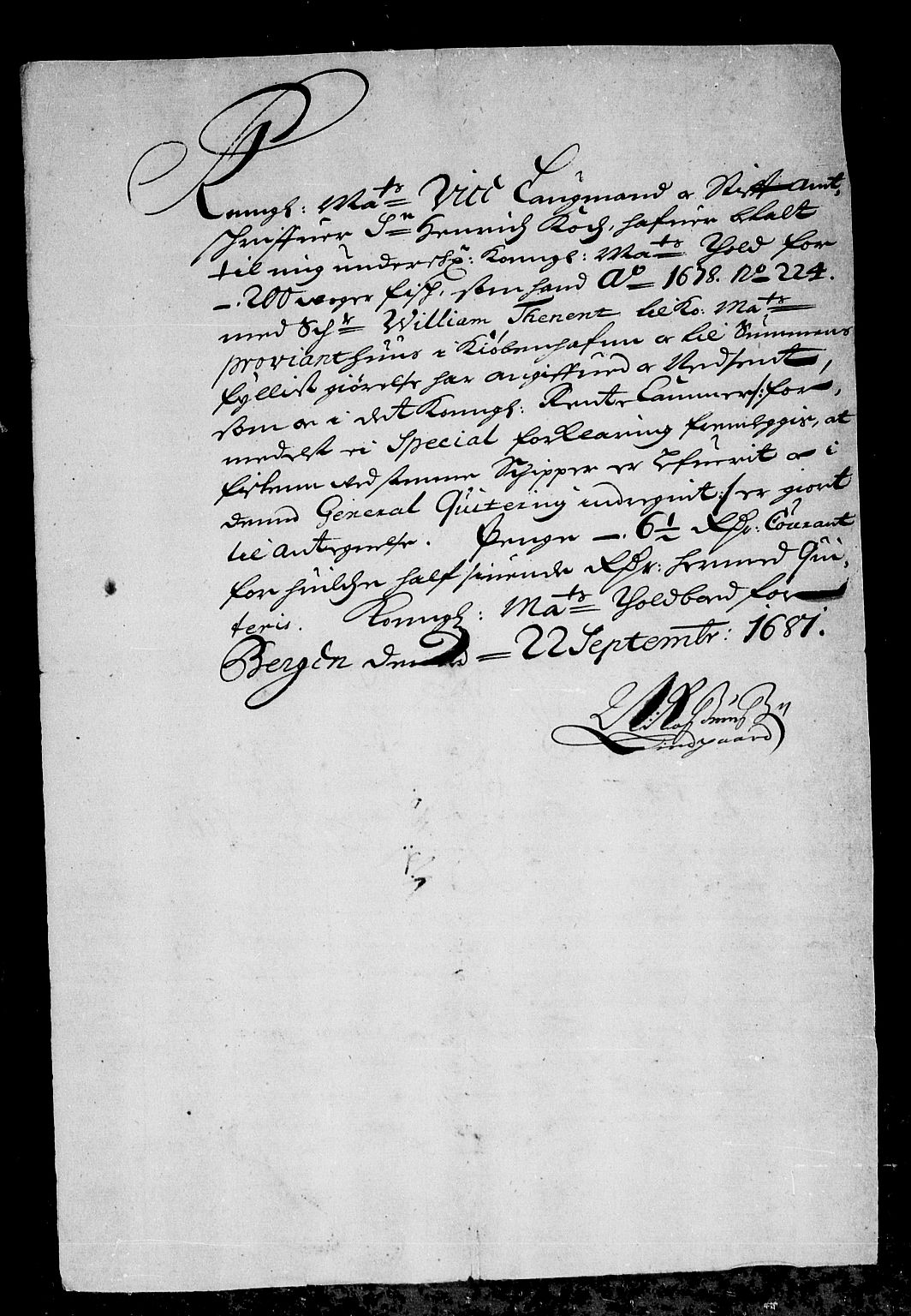 Rentekammeret inntil 1814, Reviderte regnskaper, Stiftamtstueregnskaper, Bergen stiftamt, AV/RA-EA-6043/R/Rc/L0057: Bergen stiftamt, 1675-1680