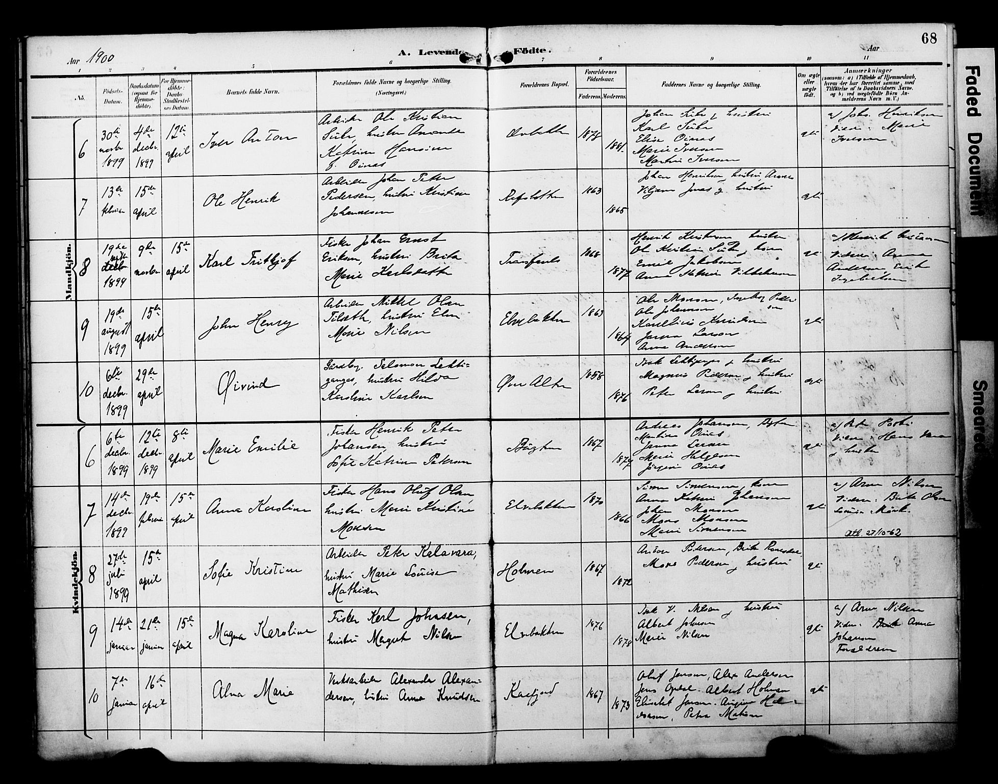 Alta sokneprestkontor, SATØ/S-1338/H/Ha/L0003.kirke: Parish register (official) no. 3, 1892-1904, p. 68