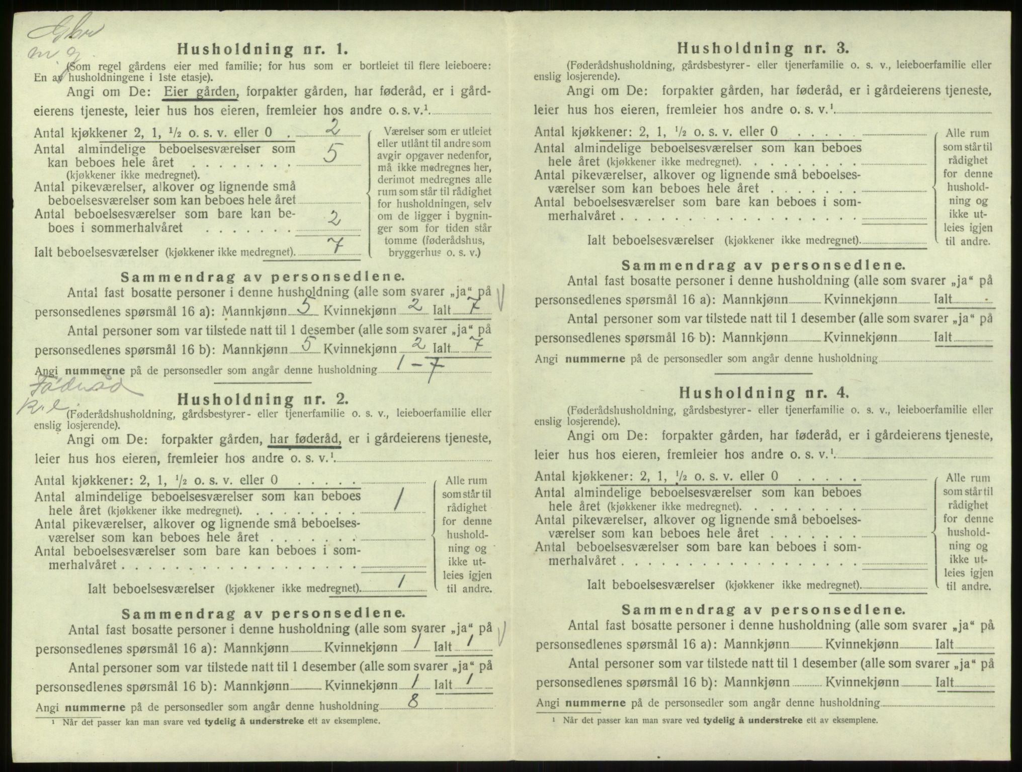 SAB, 1920 census for Hosanger, 1920, p. 197