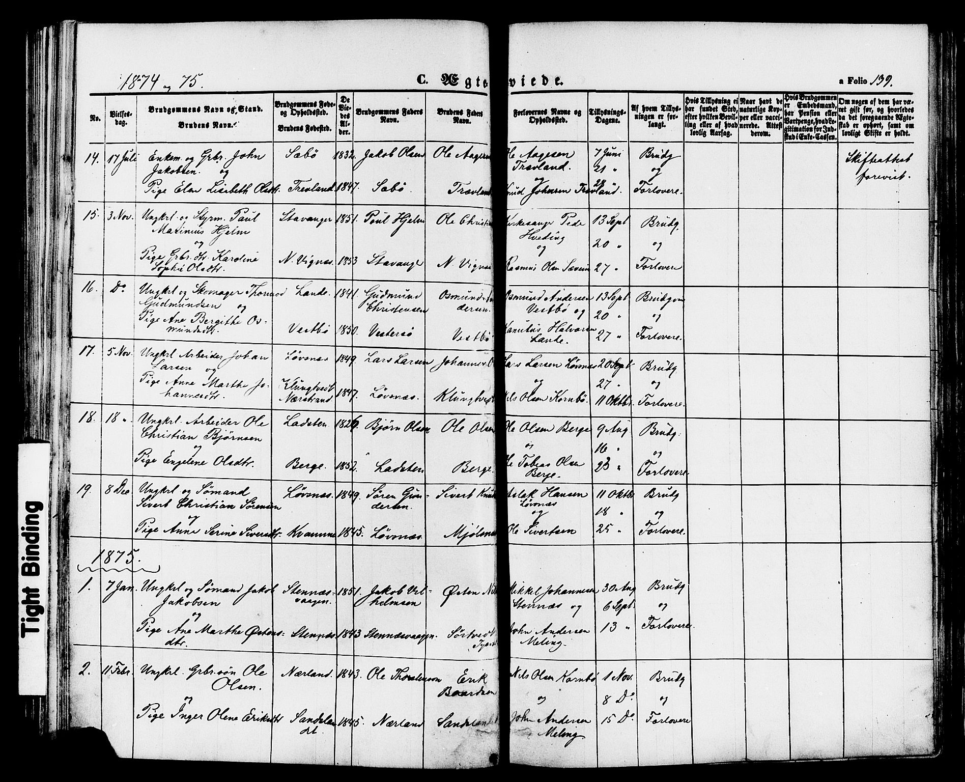 Finnøy sokneprestkontor, SAST/A-101825/H/Ha/Haa/L0008: Parish register (official) no. A 8, 1863-1878, p. 139