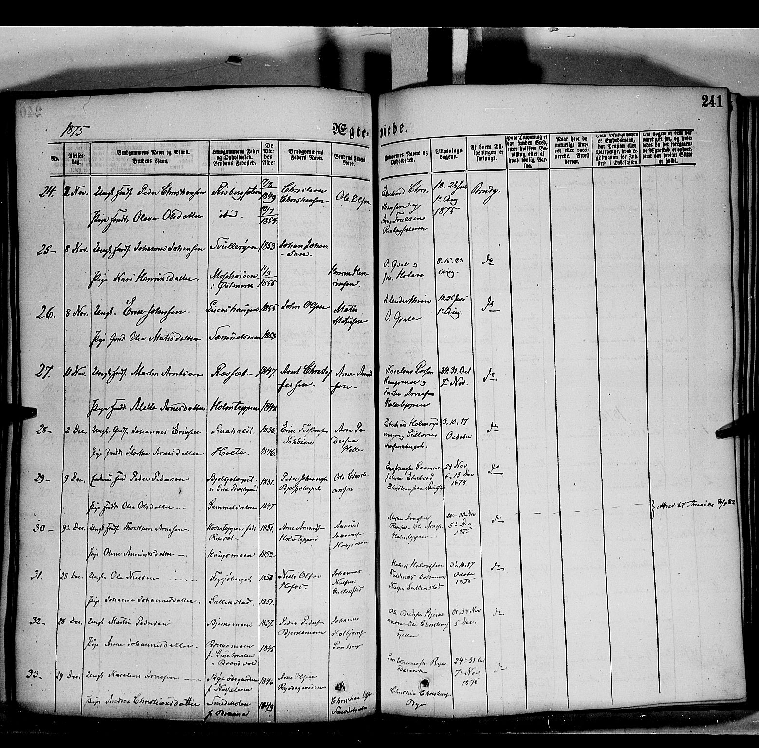 Grue prestekontor, SAH/PREST-036/H/Ha/Haa/L0011: Parish register (official) no. 11, 1873-1880, p. 241