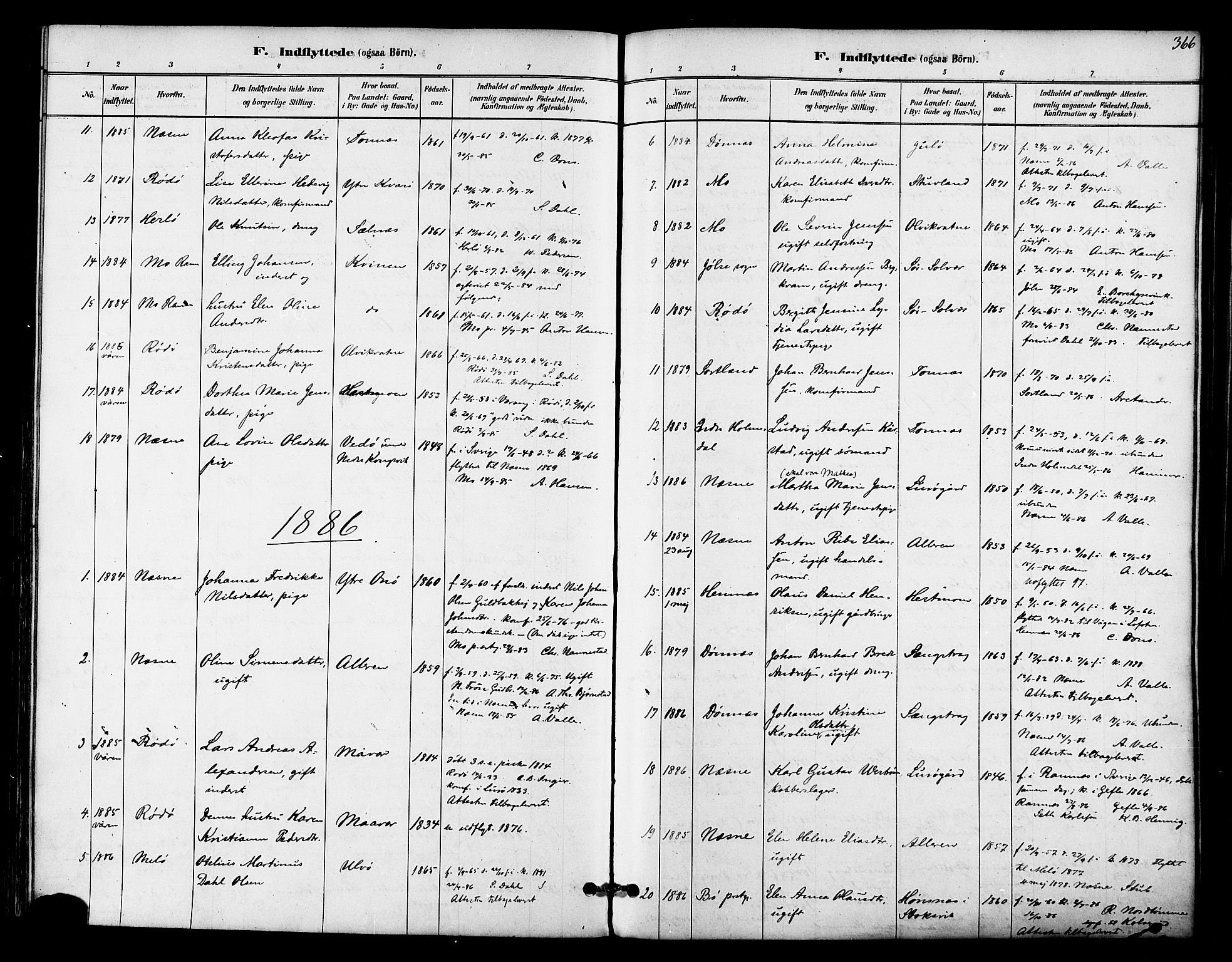 Ministerialprotokoller, klokkerbøker og fødselsregistre - Nordland, SAT/A-1459/839/L0568: Parish register (official) no. 839A05, 1880-1902, p. 366
