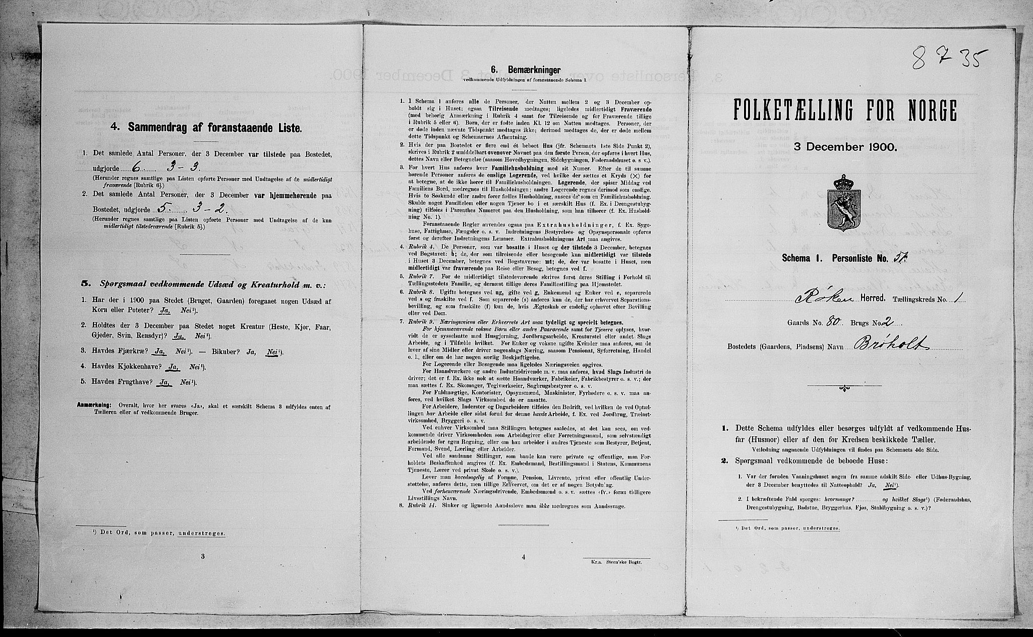 RA, 1900 census for Røyken, 1900, p. 130