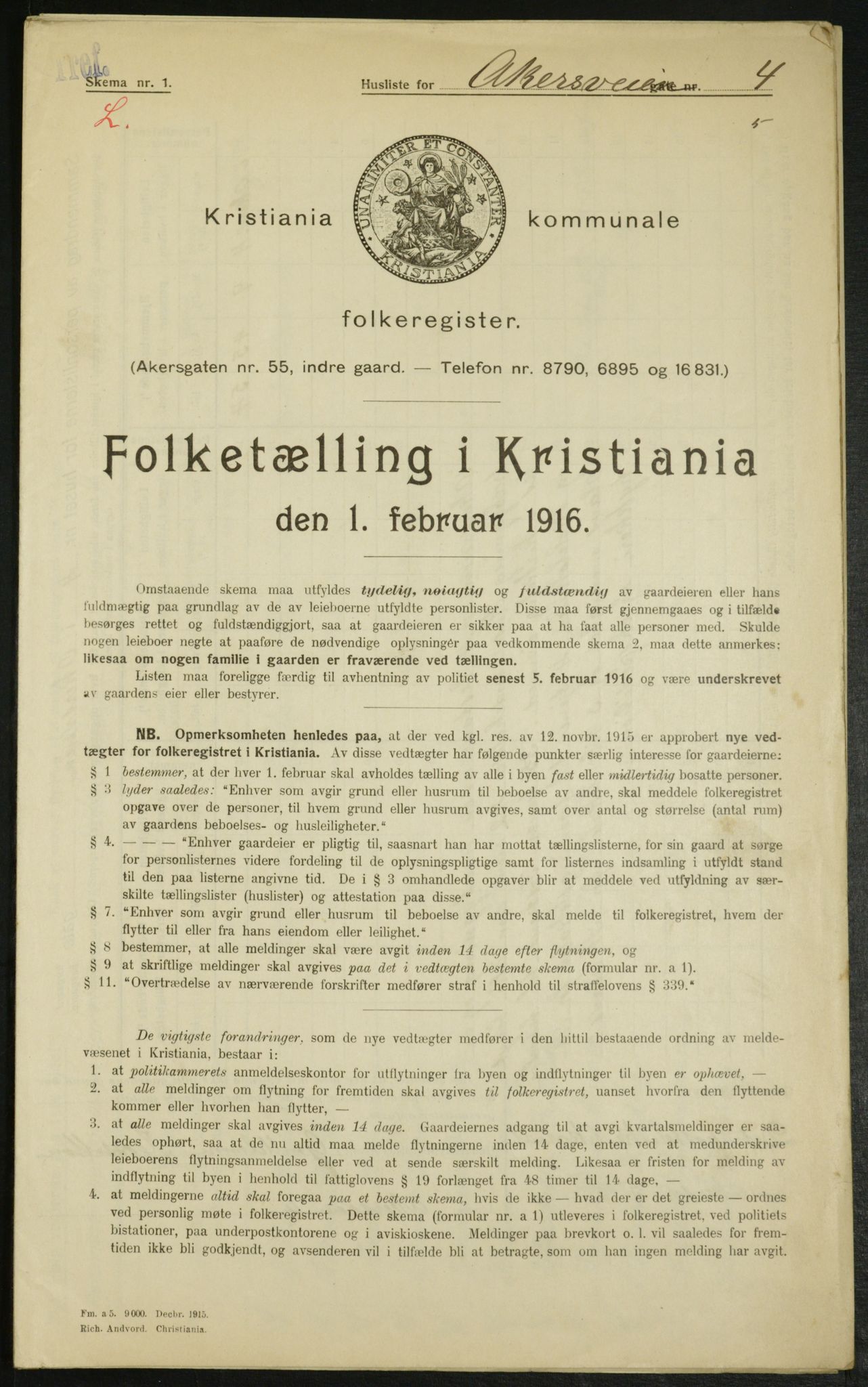 OBA, Municipal Census 1916 for Kristiania, 1916, p. 755