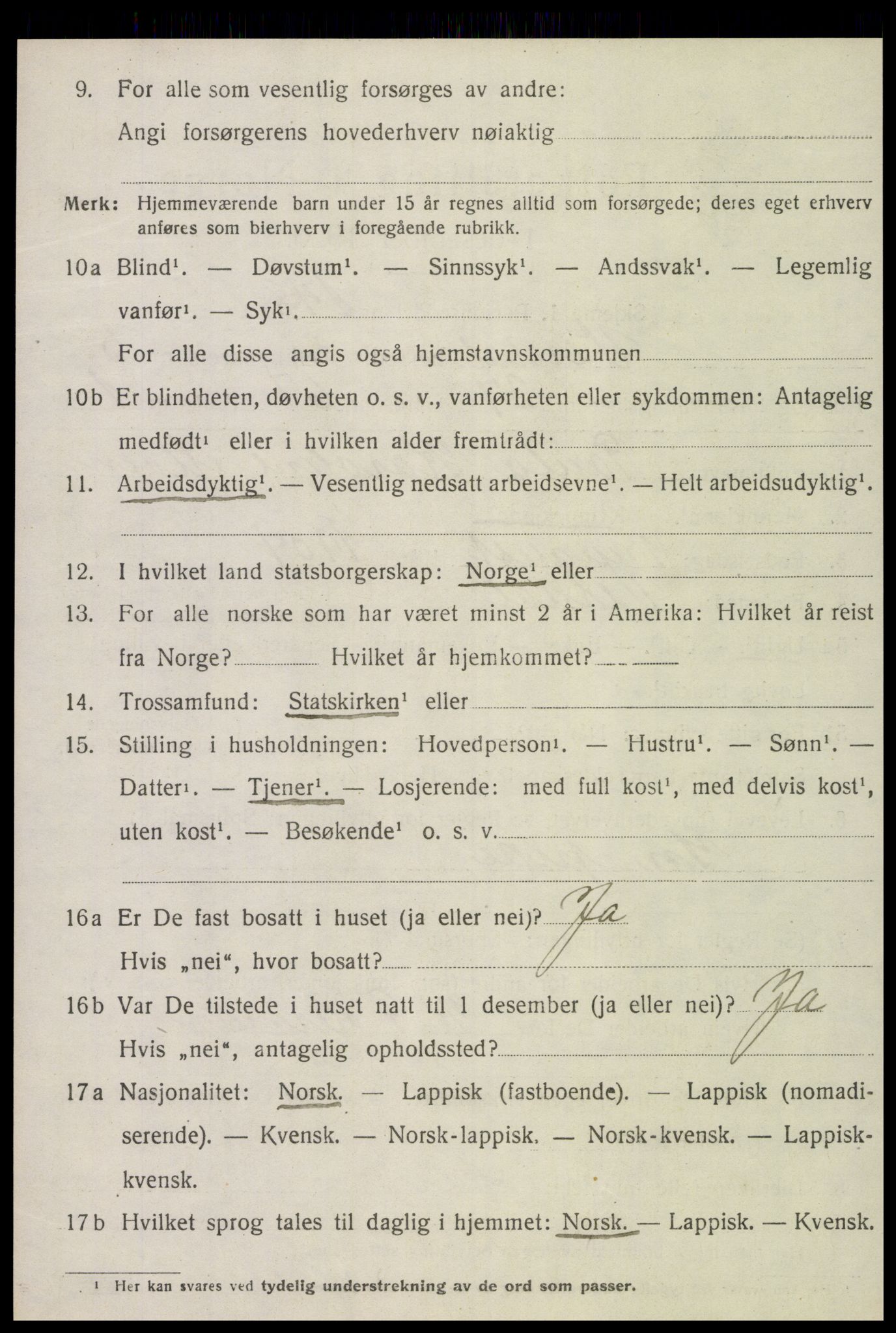 SAT, 1920 census for Verdal, 1920, p. 8864