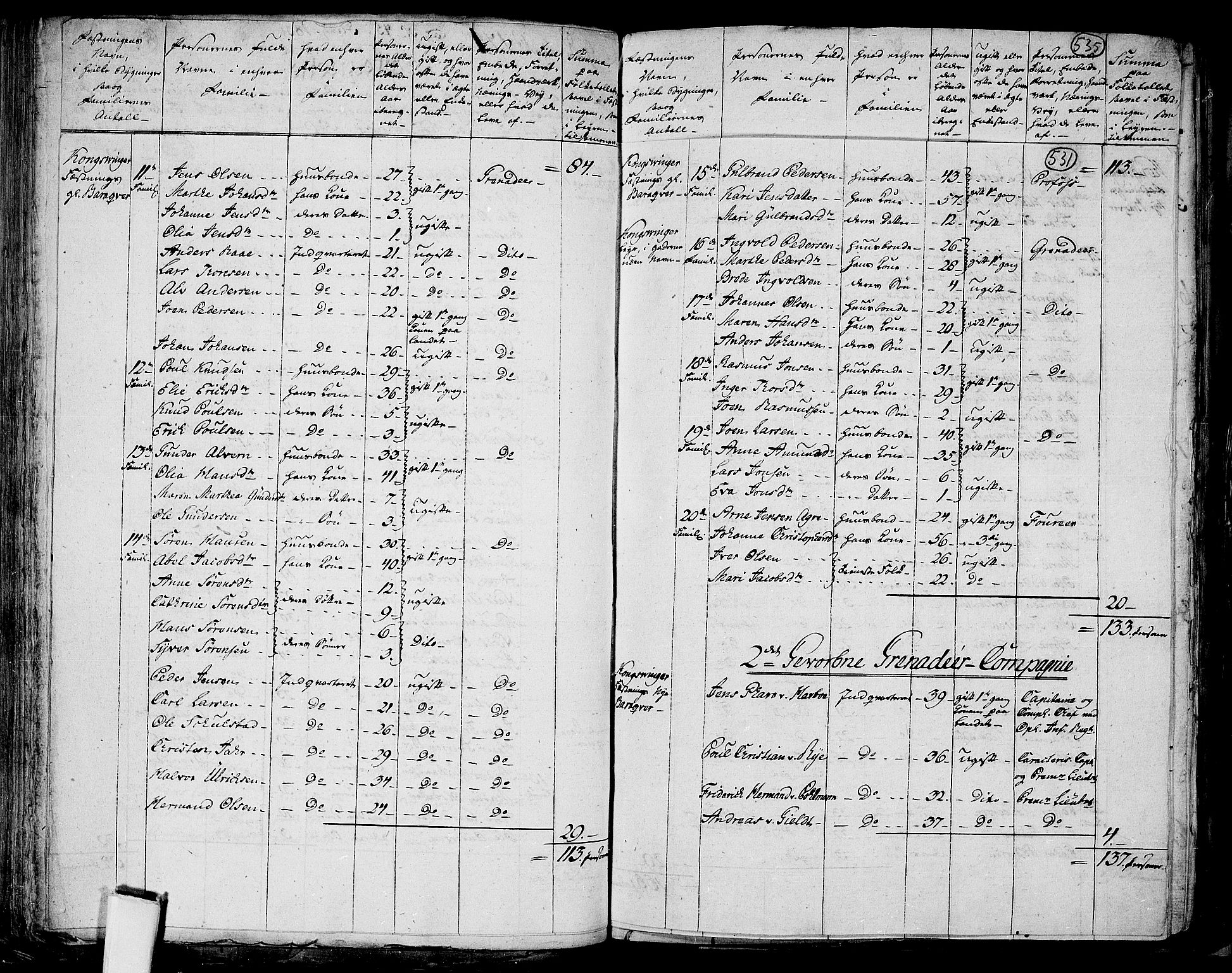 RA, 1801 census for 0421P Vinger, 1801, p. 530b-531a