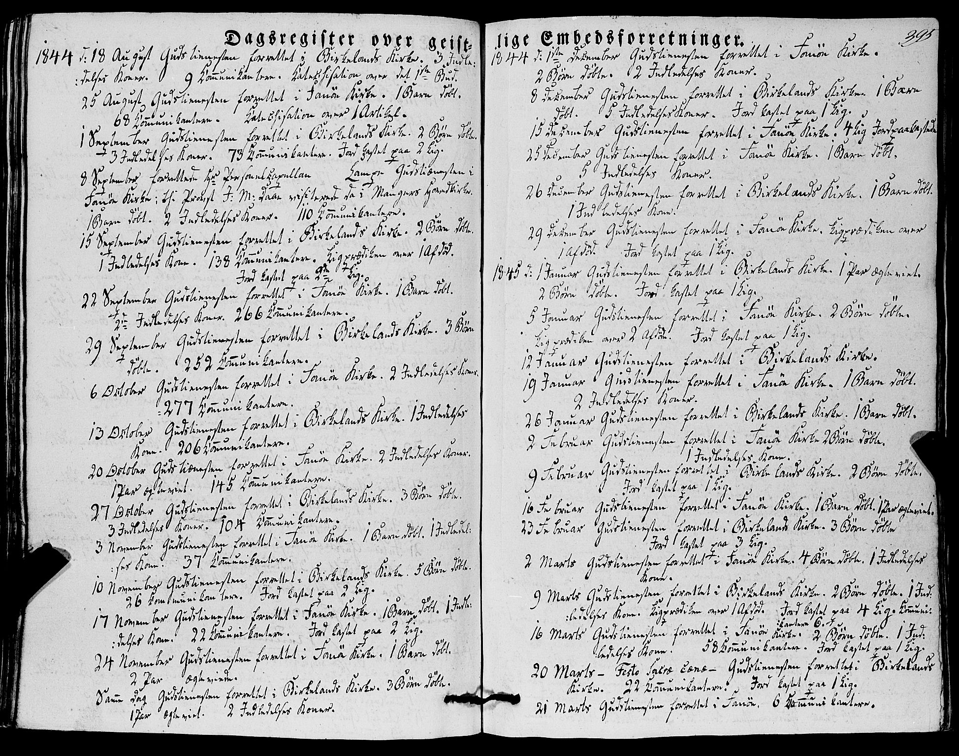 Fana Sokneprestembete, AV/SAB-A-75101/H/Haa/Haaa/L0008: Parish register (official) no. A 8, 1829-1851, p. 395