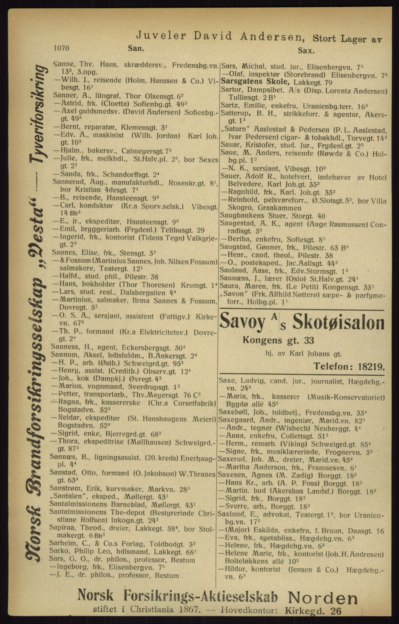 Kristiania/Oslo adressebok, PUBL/-, 1916, p. 1070