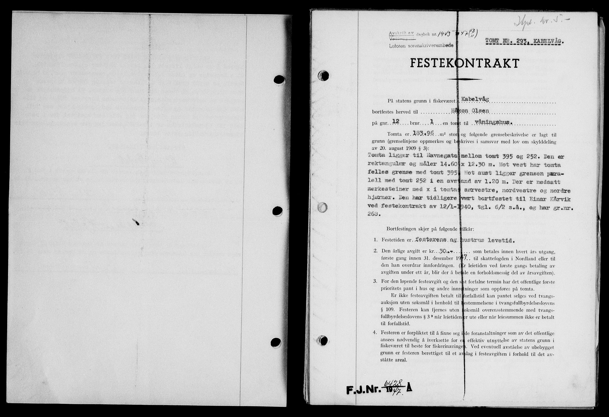 Lofoten sorenskriveri, SAT/A-0017/1/2/2C/L0017a: Mortgage book no. 17a, 1947-1948, Diary no: : 1943/1947