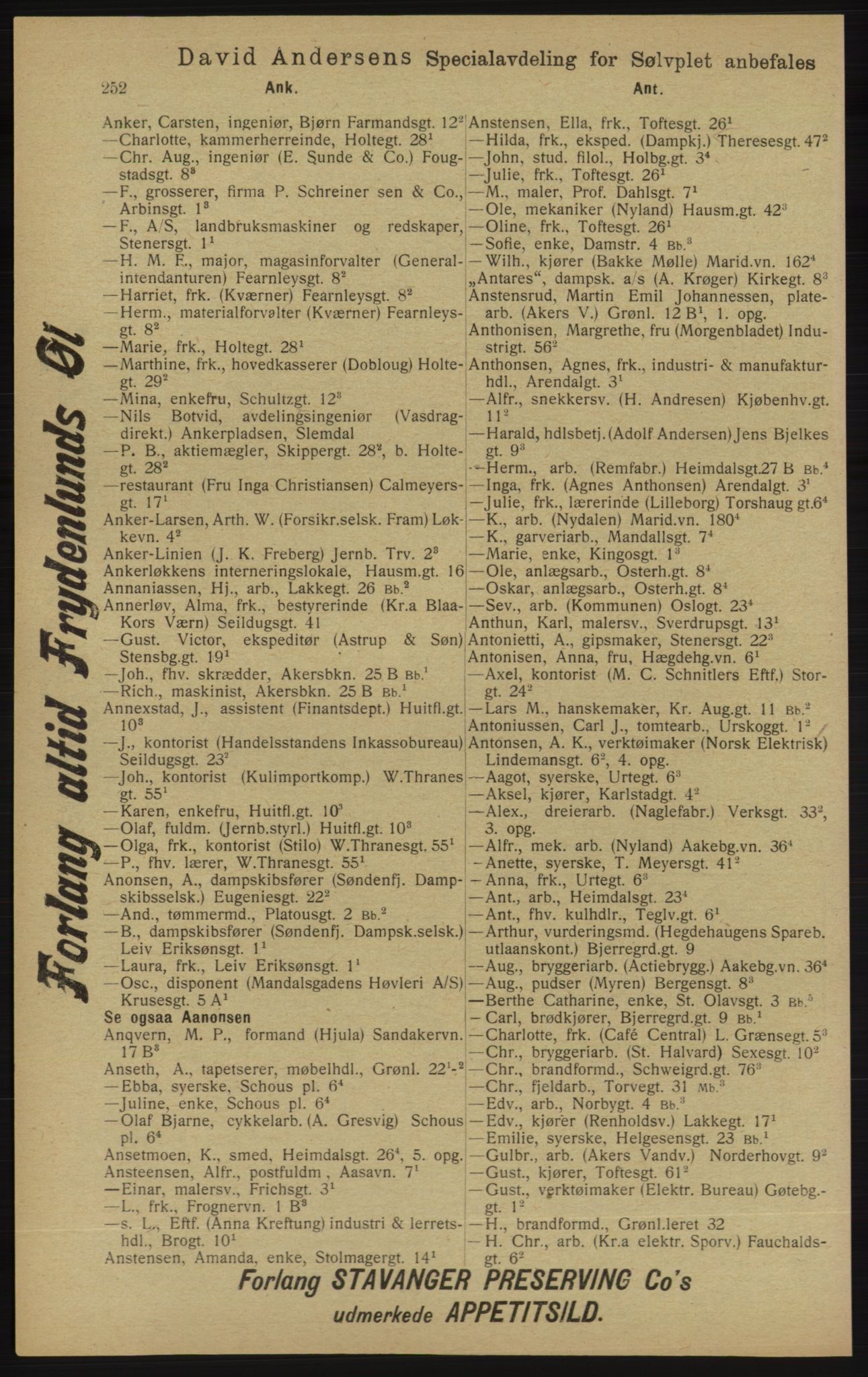 Kristiania/Oslo adressebok, PUBL/-, 1913, p. 262