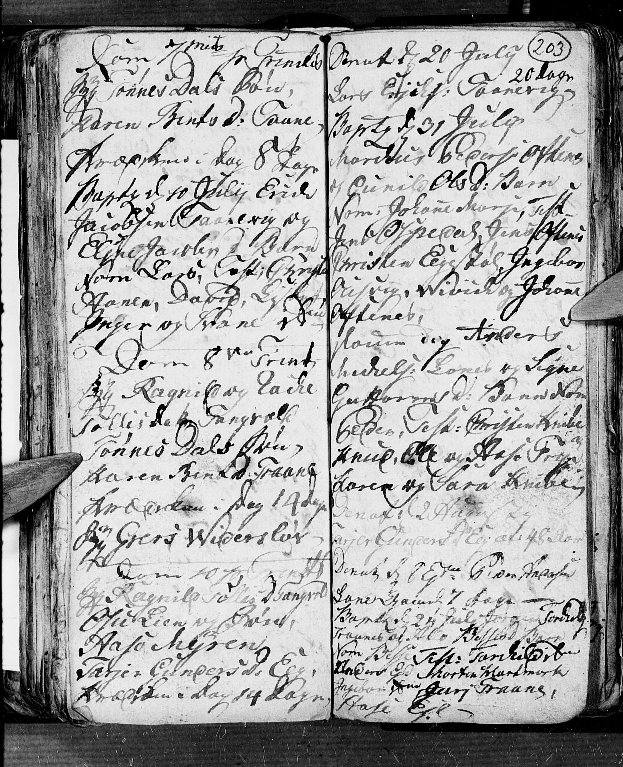 Søgne sokneprestkontor, AV/SAK-1111-0037/F/Fb/Fbb/L0001: Parish register (copy) no. B 1, 1779-1802, p. 203