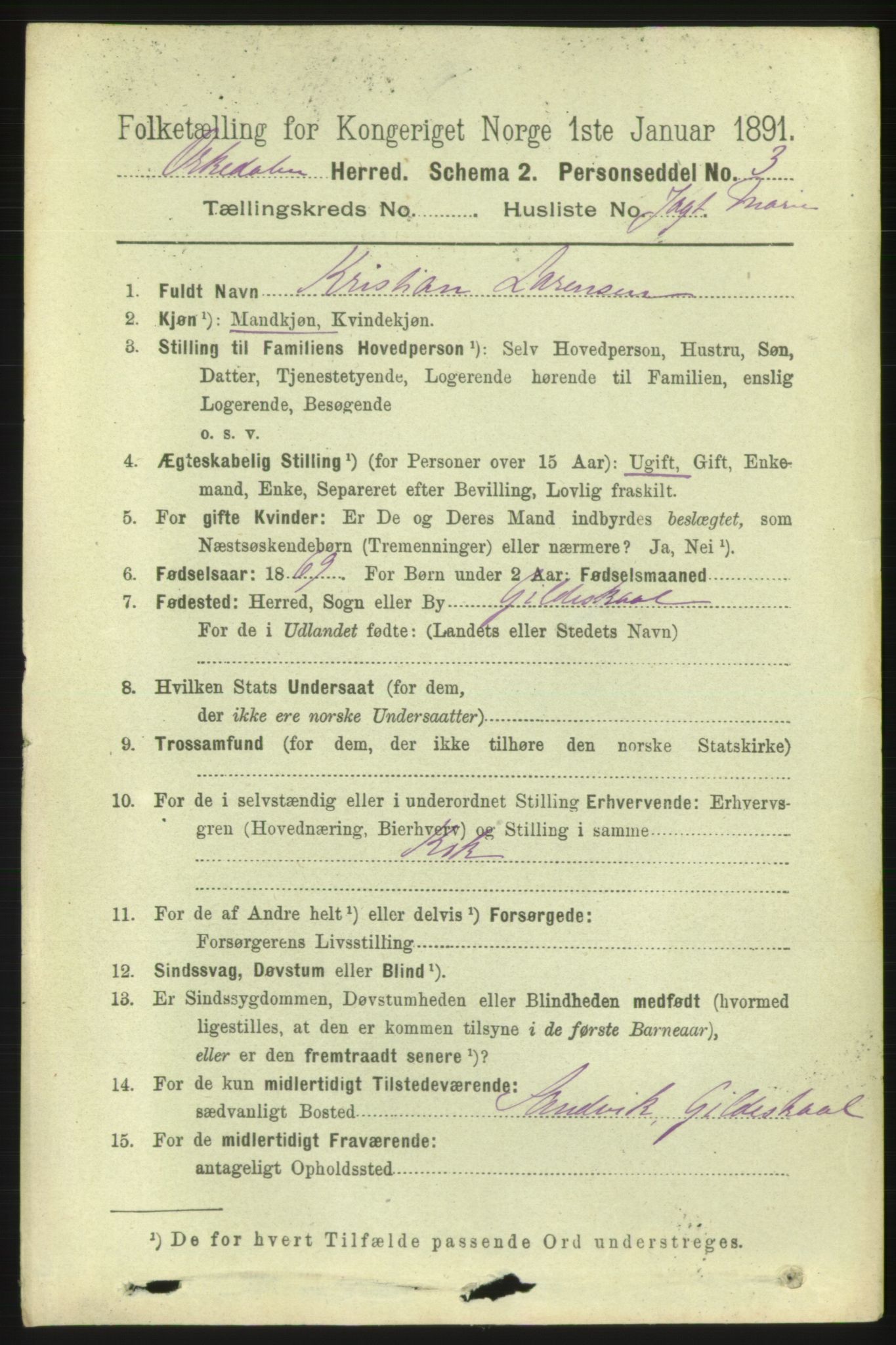 RA, 1891 census for 1638 Orkdal, 1891, p. 7639