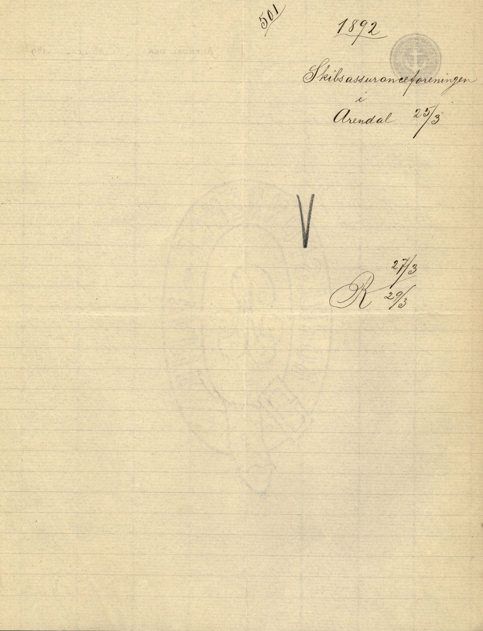 Pa 63 - Østlandske skibsassuranceforening, VEMU/A-1079/G/Ga/L0027/0004: Havaridokumenter / Avenir, Bertha, Augusta, Arctic, Black Hawk, 1891, p. 43