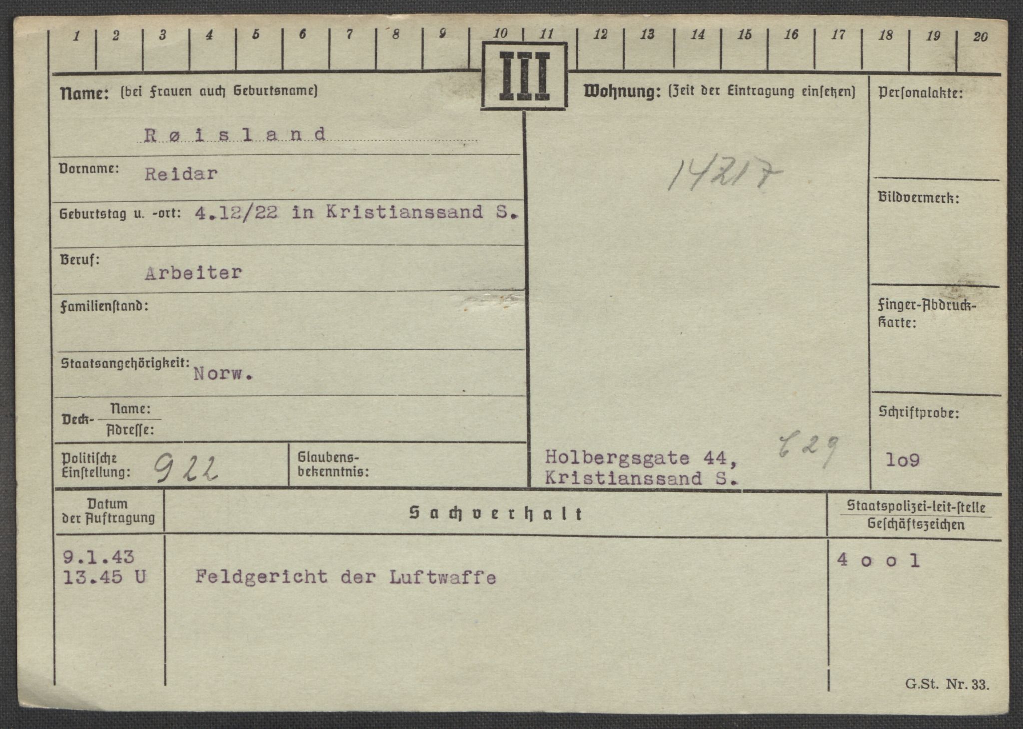 Befehlshaber der Sicherheitspolizei und des SD, AV/RA-RAFA-5969/E/Ea/Eaa/L0009: Register over norske fanger i Møllergata 19: Ru-Sy, 1940-1945, p. 126