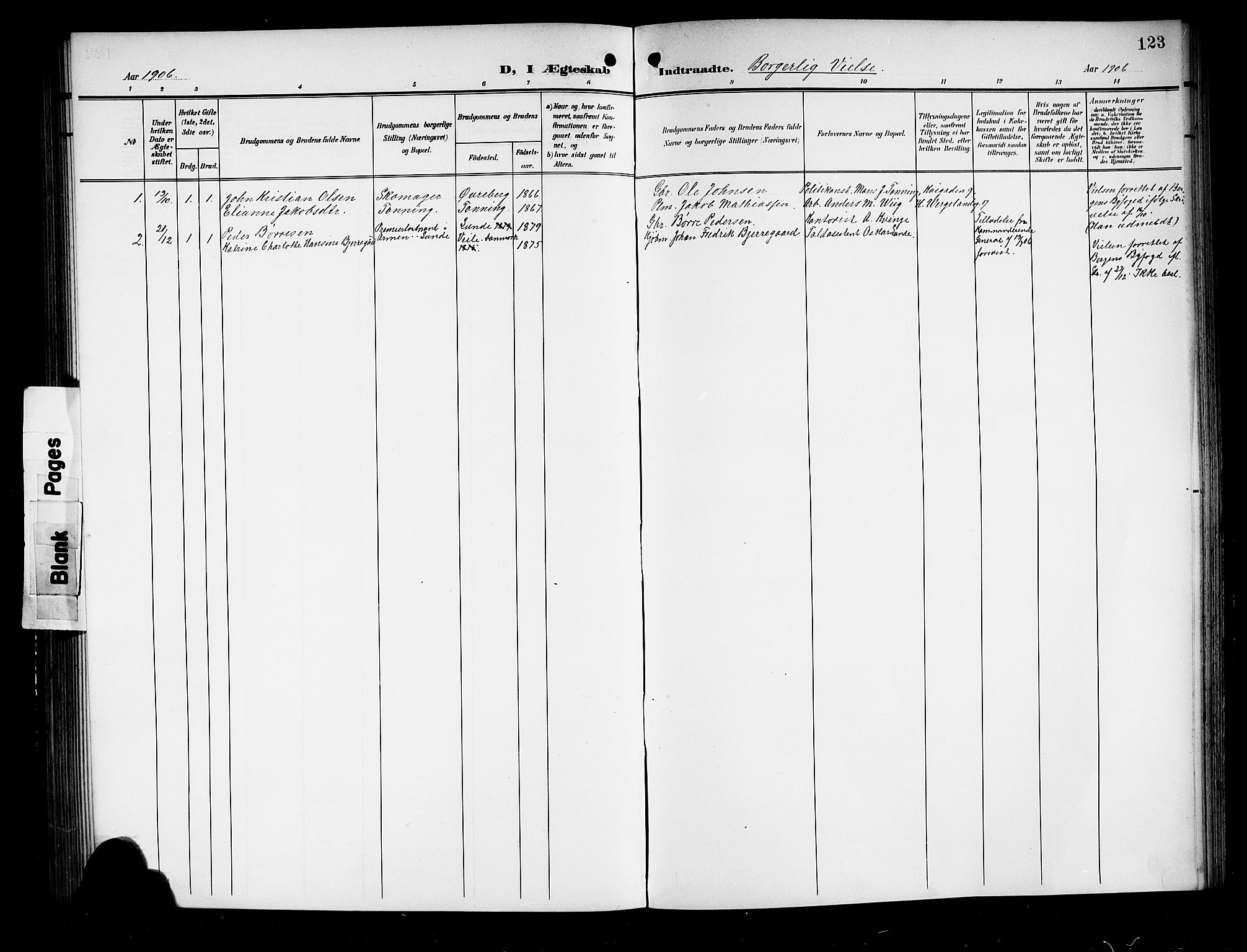 Stryn Sokneprestembete, SAB/A-82501: Parish register (copy) no. A 3, 1906-1924, p. 123