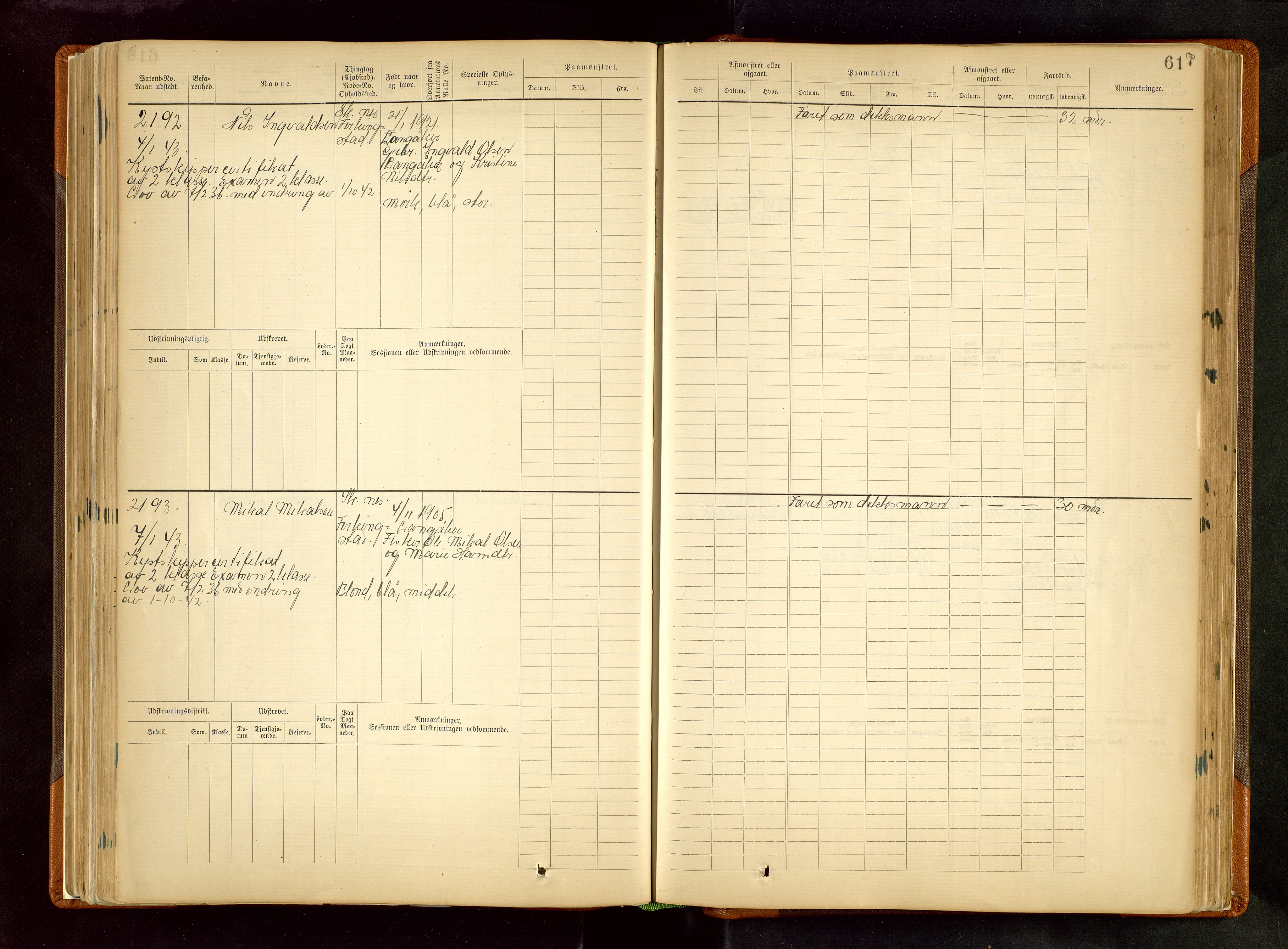 Haugesund sjømannskontor, AV/SAST-A-102007/F/Fb/Fbb/L0002: Sjøfartsrulle Skudenes kretsnr. 959-2439, 1860-1948, p. 617