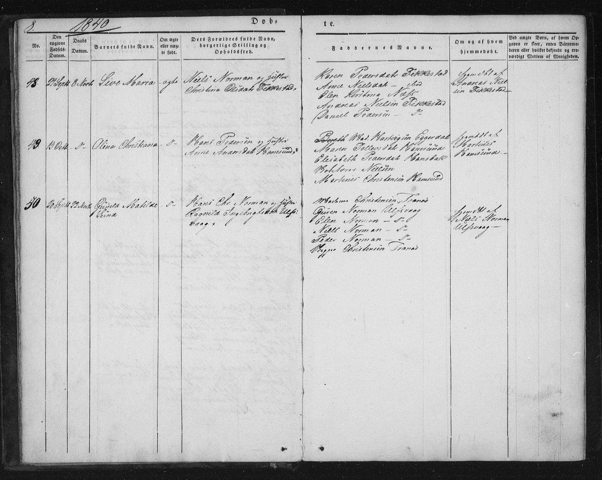 Ministerialprotokoller, klokkerbøker og fødselsregistre - Nordland, AV/SAT-A-1459/859/L0843: Parish register (official) no. 859A03, 1840-1848, p. 8