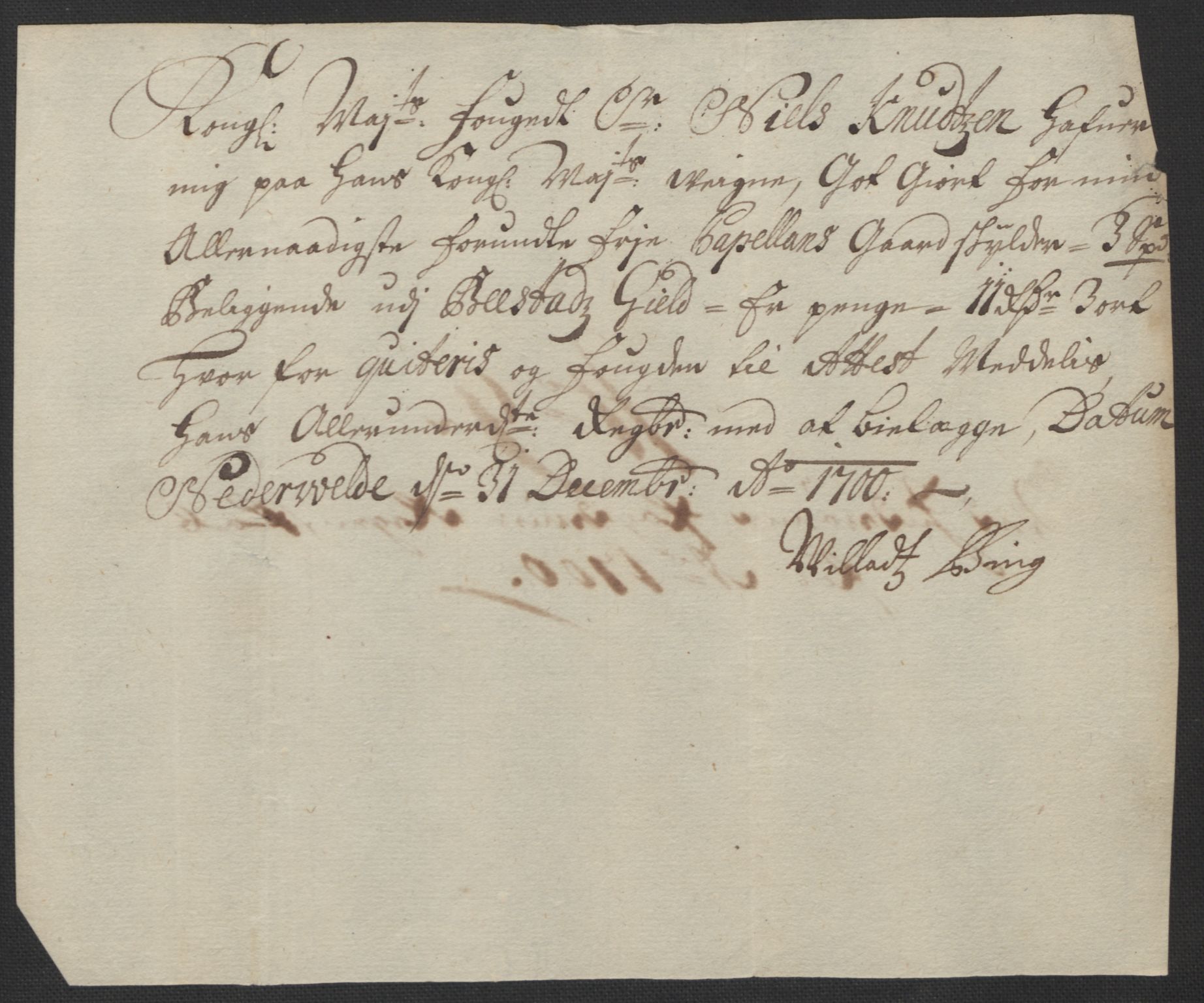 Rentekammeret inntil 1814, Reviderte regnskaper, Fogderegnskap, RA/EA-4092/R63/L4311: Fogderegnskap Inderøy, 1700, p. 128