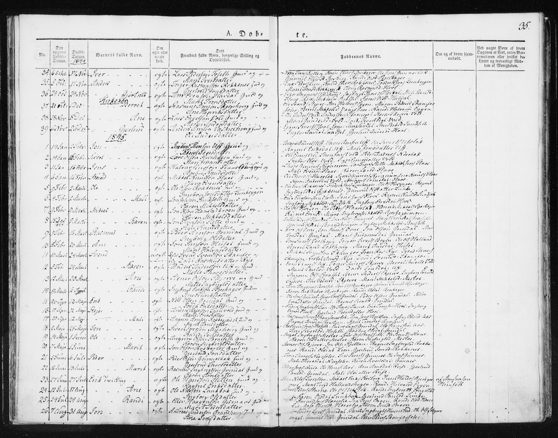 Ministerialprotokoller, klokkerbøker og fødselsregistre - Sør-Trøndelag, SAT/A-1456/674/L0869: Parish register (official) no. 674A01, 1829-1860, p. 35