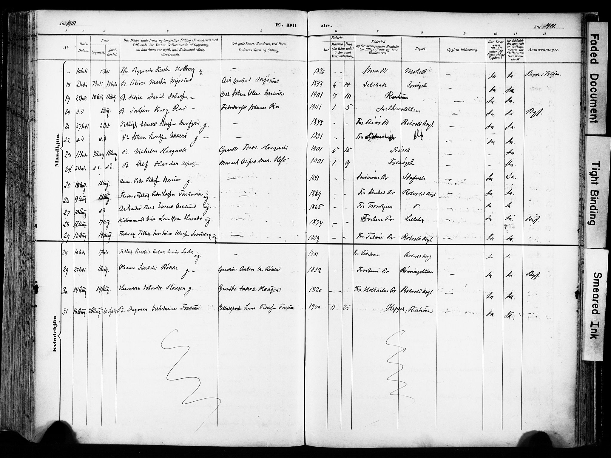 Ministerialprotokoller, klokkerbøker og fødselsregistre - Sør-Trøndelag, AV/SAT-A-1456/606/L0301: Parish register (official) no. 606A16, 1894-1907