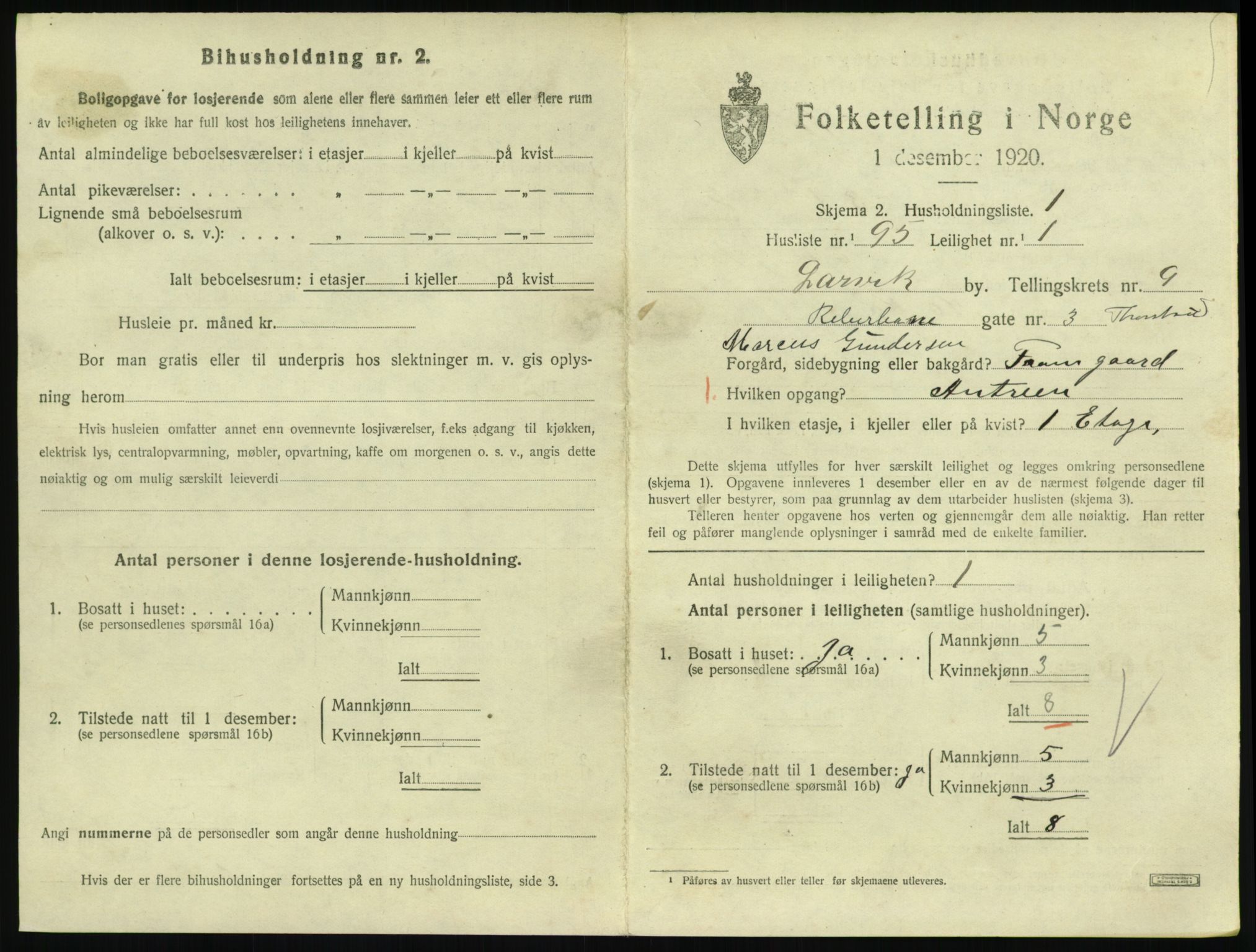 SAKO, 1920 census for Larvik, 1920, p. 7372