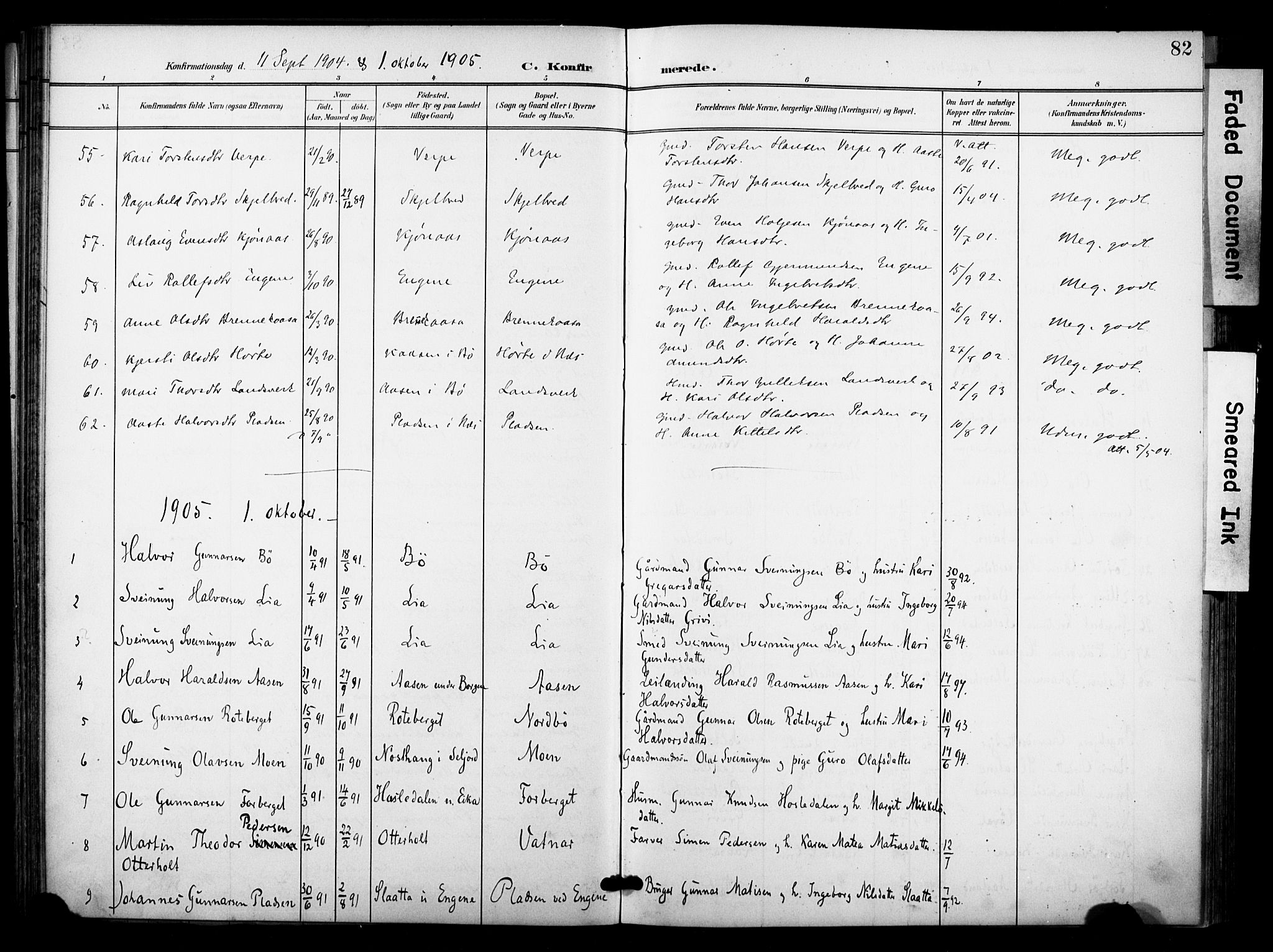Bø kirkebøker, SAKO/A-257/F/Fa/L0012: Parish register (official) no. 12, 1900-1908, p. 82
